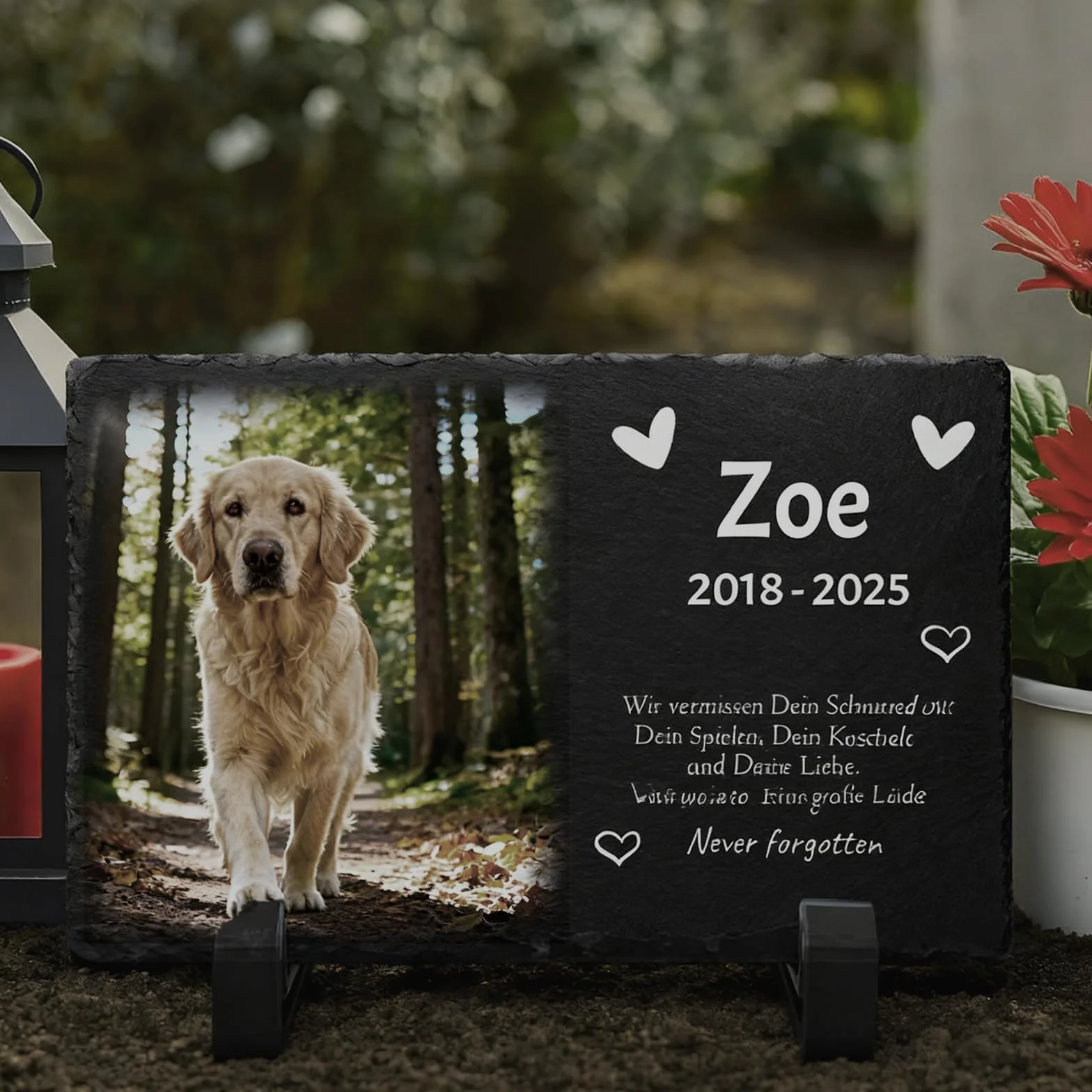Targa Commemorativa in Ardesia per Cani, Cornice Fotografica Personalizzata, Regalo di Condoglianze