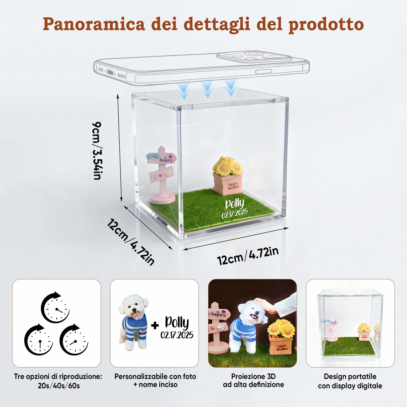 Scatola Commemorativa Olografica per Animali Domestici Cornice con Foto Personalizzata Casetta Digitale Olografica per Animali Domestici Fai Da Te Regalo Personalizzato per Amanti di Cani o Gatti