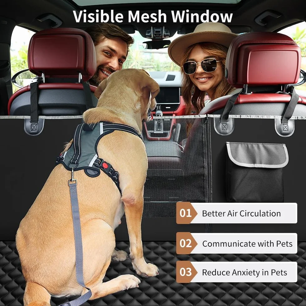 KYG Coprisedile Auto per Cani Impermeabile Antiscivolo con Finestre a Maglie 135x140cm
