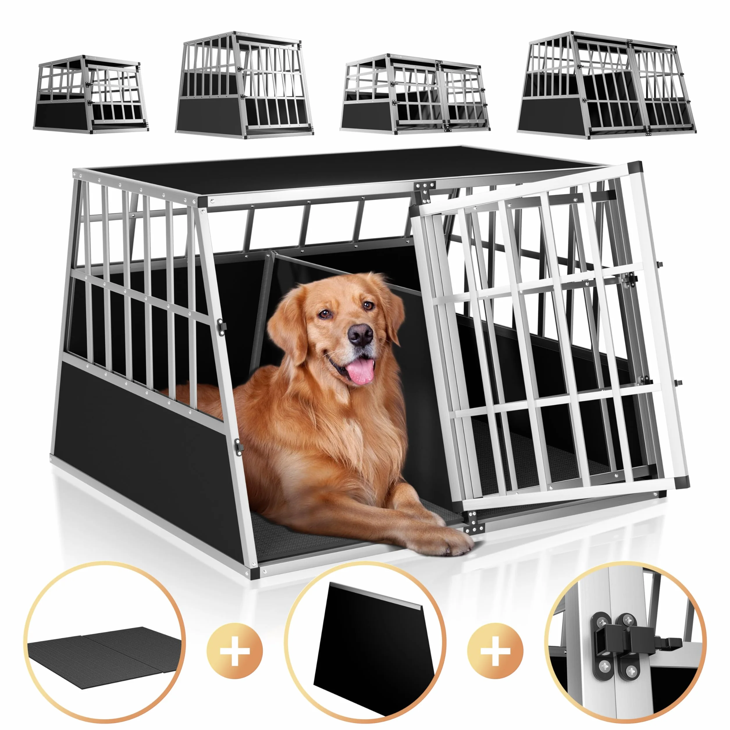 CADOCA® Trasportino Cani XXL 97x90x70cm Richiudibile Alluminio Impermeabile Box Auto Cagnolini