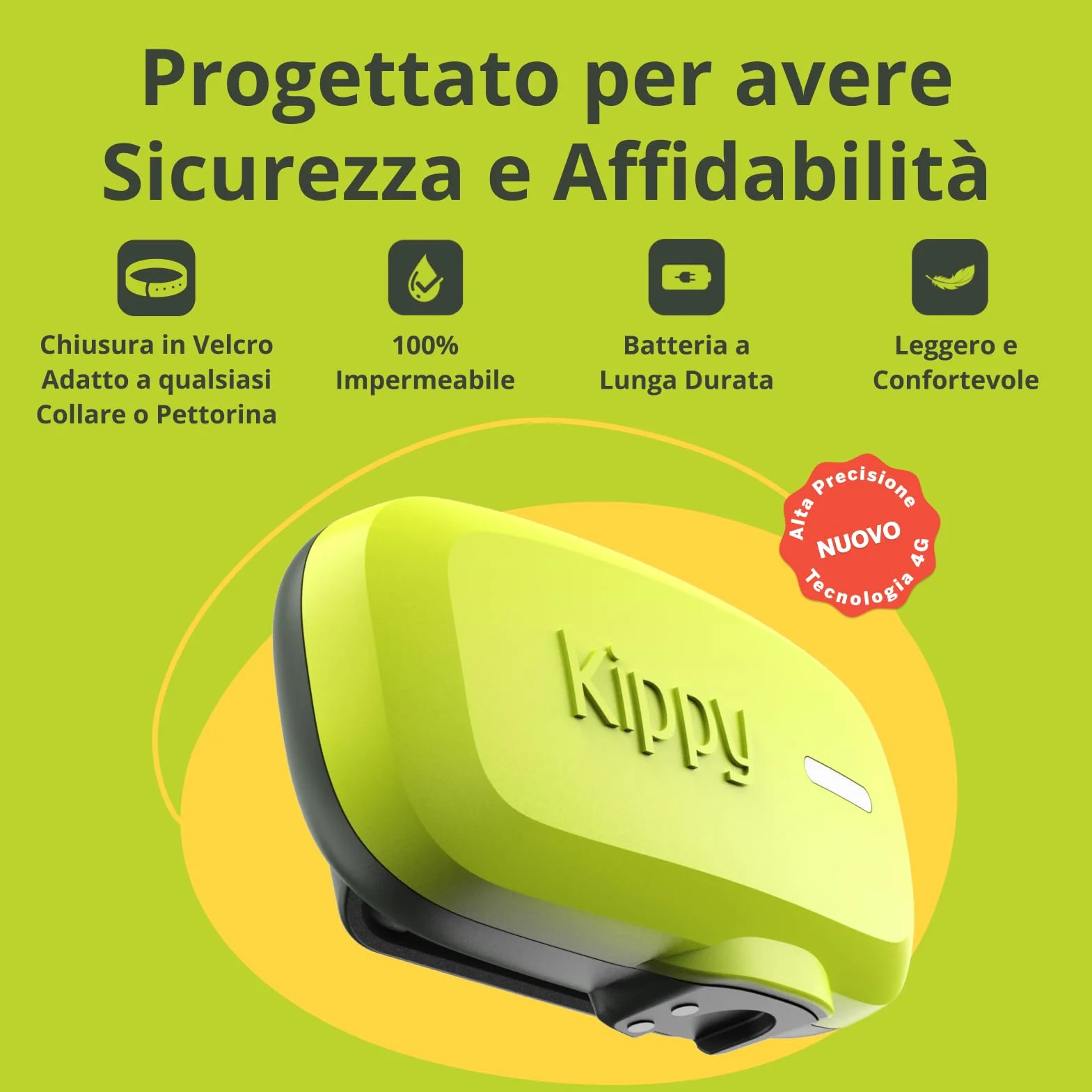 Kippy DOG | GPS per Cani - Localizzatore per Cani Impermeabile con GPS per Collare - Tracker di Attività e Salute del Tuo Cane, con Recinto Virtuale e Notifiche - Colore Verde