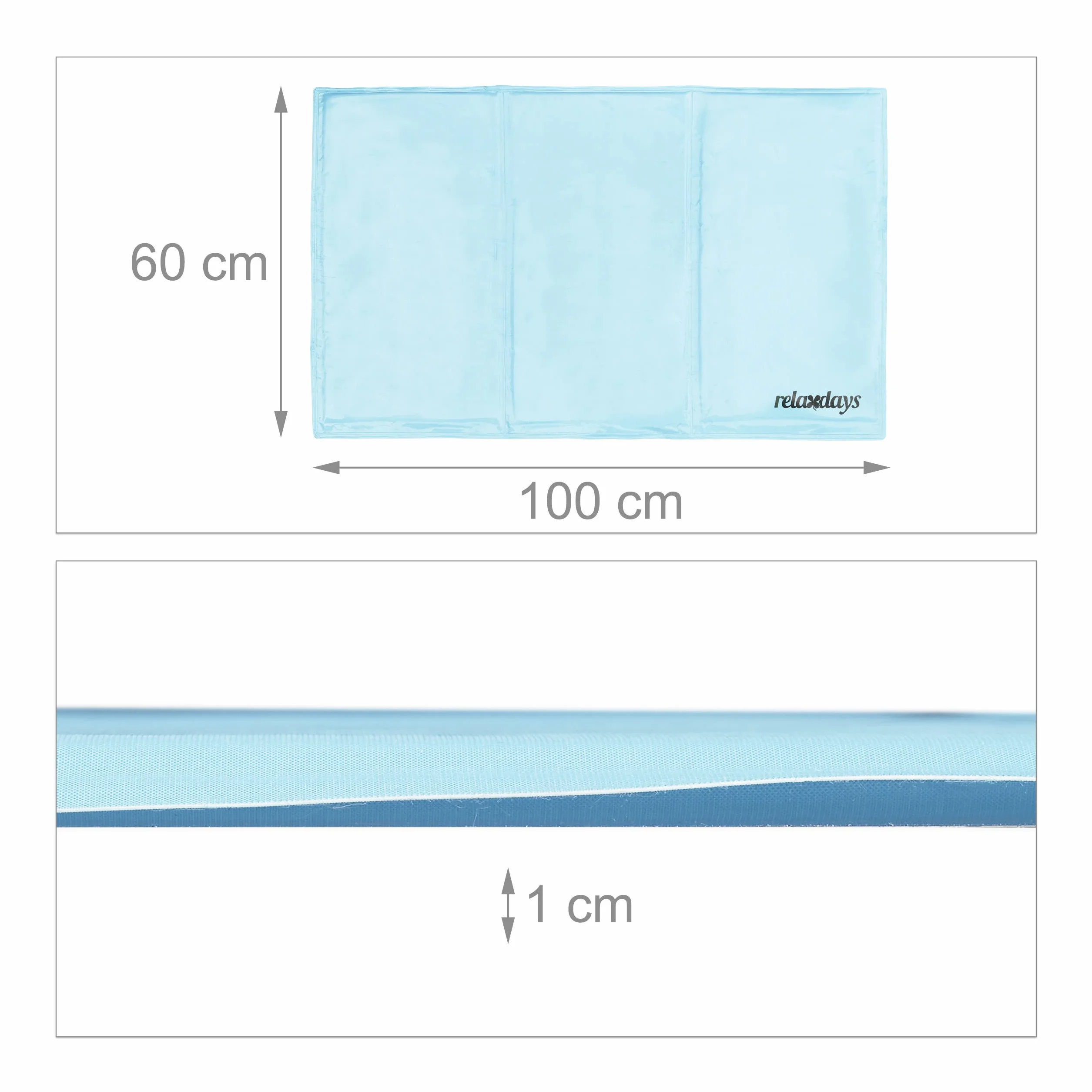 Relaxdays Tappetino Refrigerante per Cani 60 x 100 cm Gel Azzurro