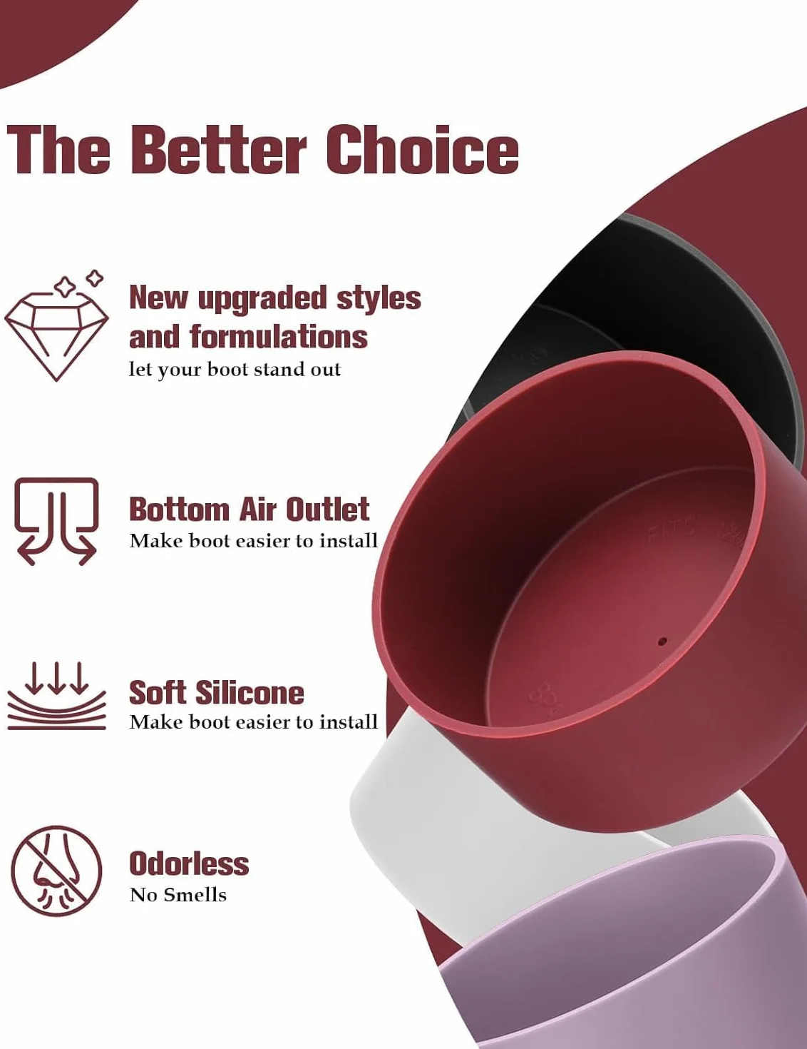 Stivali in Silicone per Borraccia Owala, Protezioni Compatibili con Bottiglia Owala Freesip 710 ml e 945 ml, Antiscivolo Antigraffio (Rosso)
