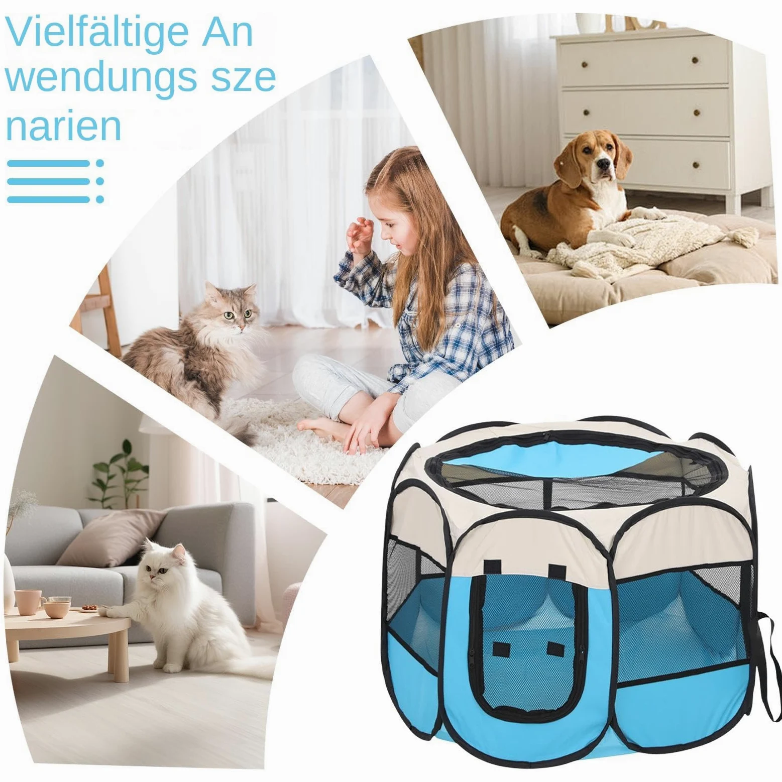 Tenda Cani Domestici Gabbia Recinto per Animali con Lato in Rete Mesh | Tenda Per Gatti Da Interno per Cuccioli, e Piccoli Animali, Casa da per Esterno e Viaggio