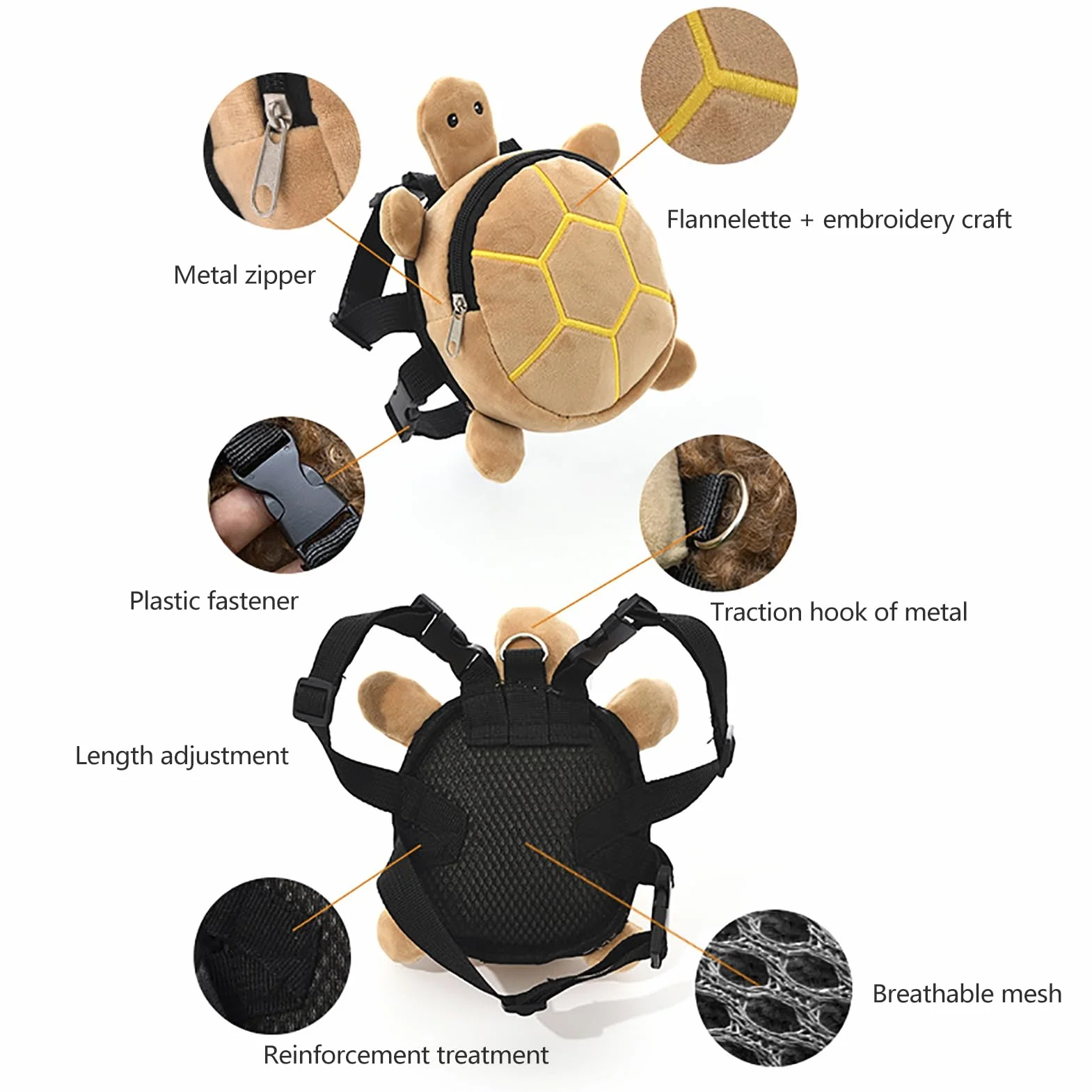 Zaino con imbracatura per cani a forma di tartaruga carino, regolabile, borsa da sella per cuccioli, impermeabile, indossabile da solo, con cerniera, forma creativa, chiusura a cerniera, lunga