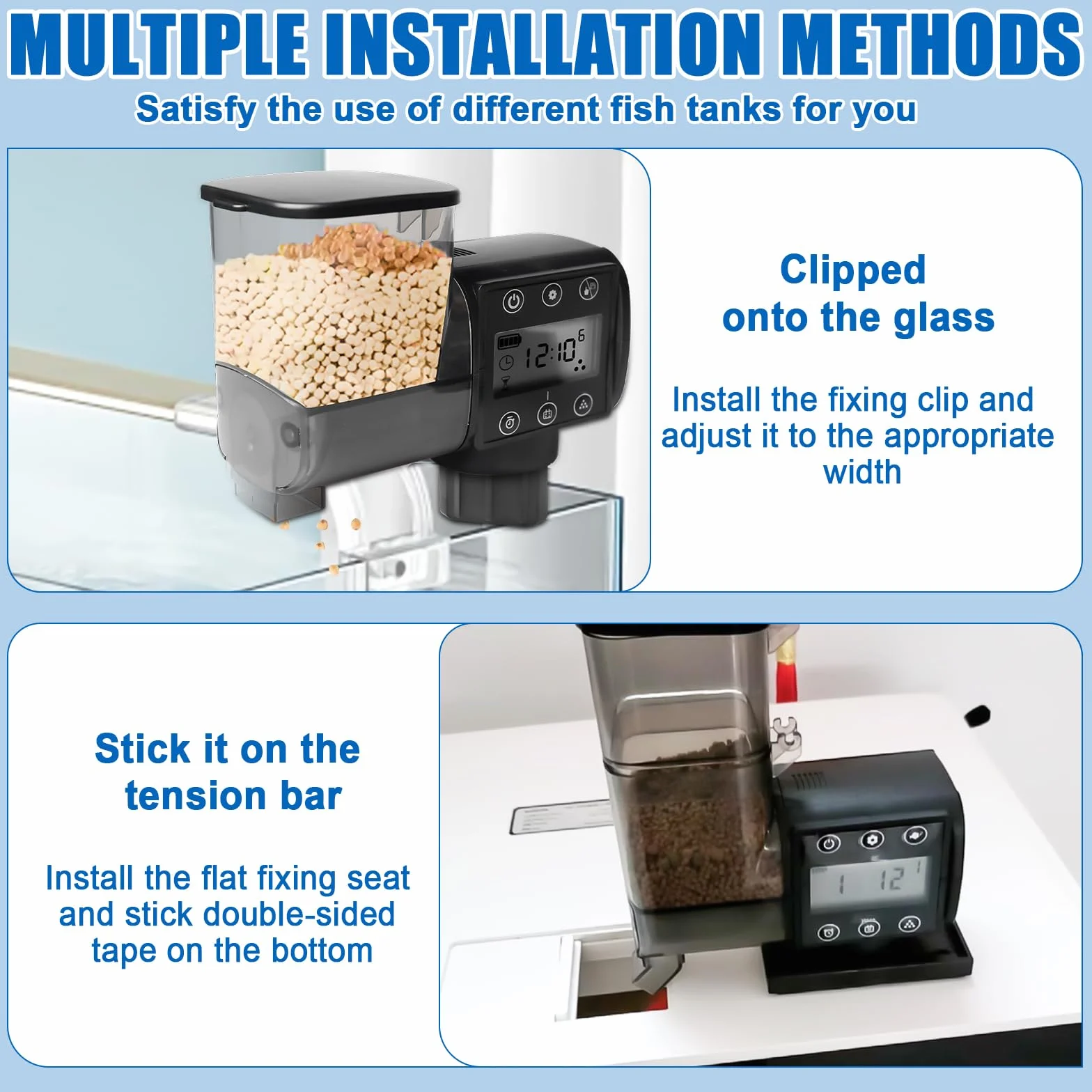 Alimentatore automatico per acquario, 250 ml, distributore automatico di alimenti per acquario, alimentazione a batteria, mangiatoia per pesce con cibo per pesci per vacanze