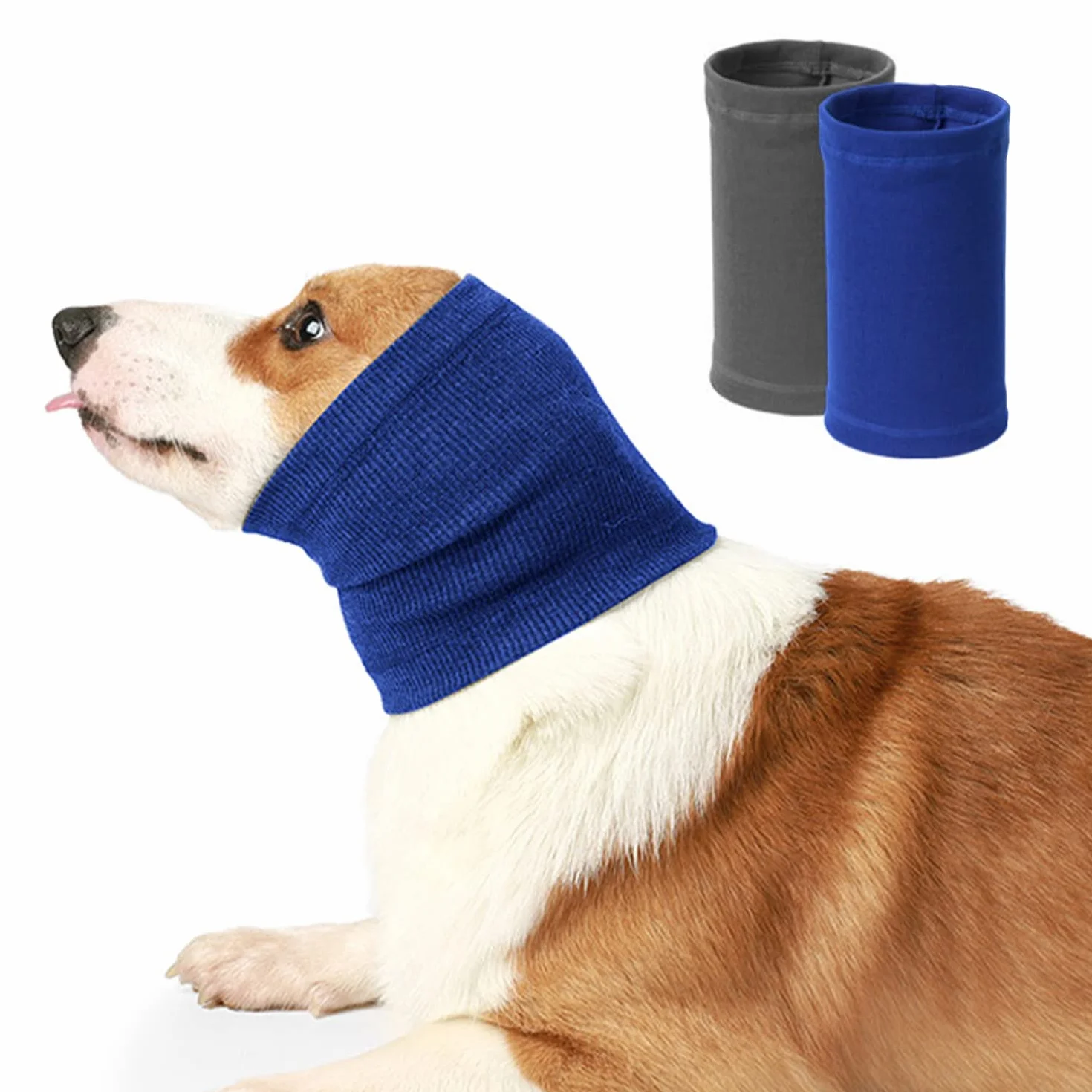 Scudi per orecchie per cani lenitivo copertura testa antiansia riduzione rumore lavabile S blu grigio