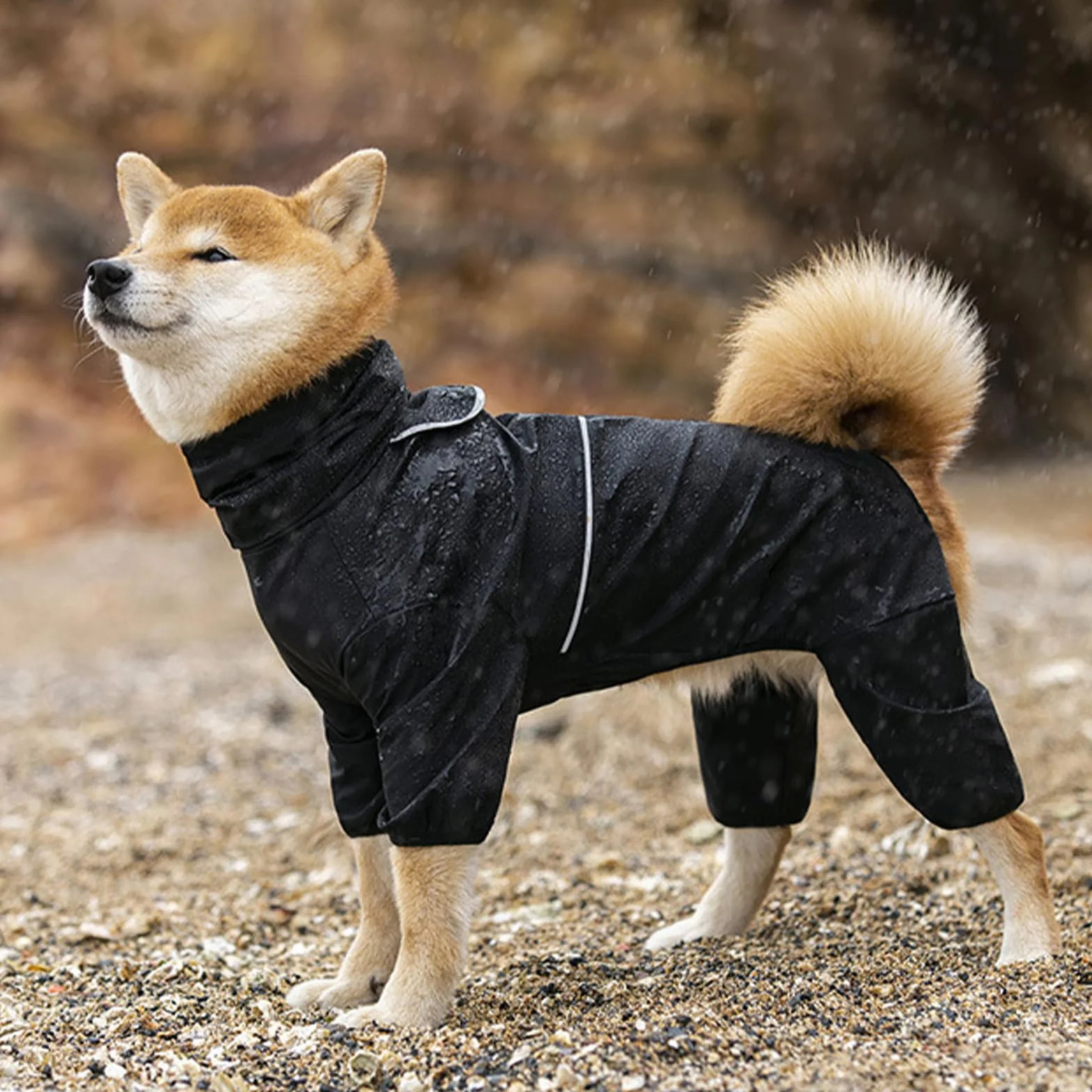 KoKoBin Impermeabile per cani riflettente per cani con cappuccio Impermeabile a quattro zampe Super leggera e traspirante Impermeabile Cane Giacca di taglia media e grande (Nero, 3XL)