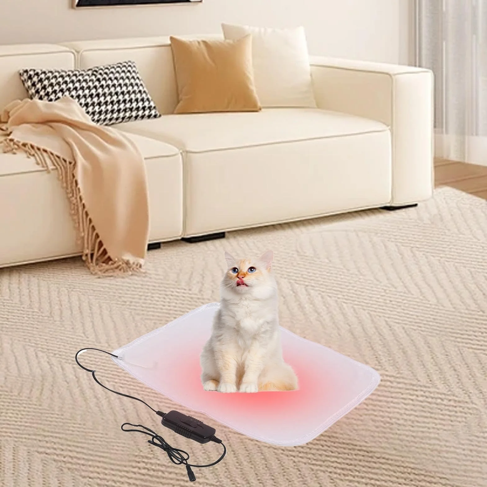 Letto per cani riscaldato ad energia solare, cuscino riscaldante solare per gatti - cuscini riscaldati impermeabili per animali domestici 100 W - letto riscaldante regolabile per gatti, cuscino