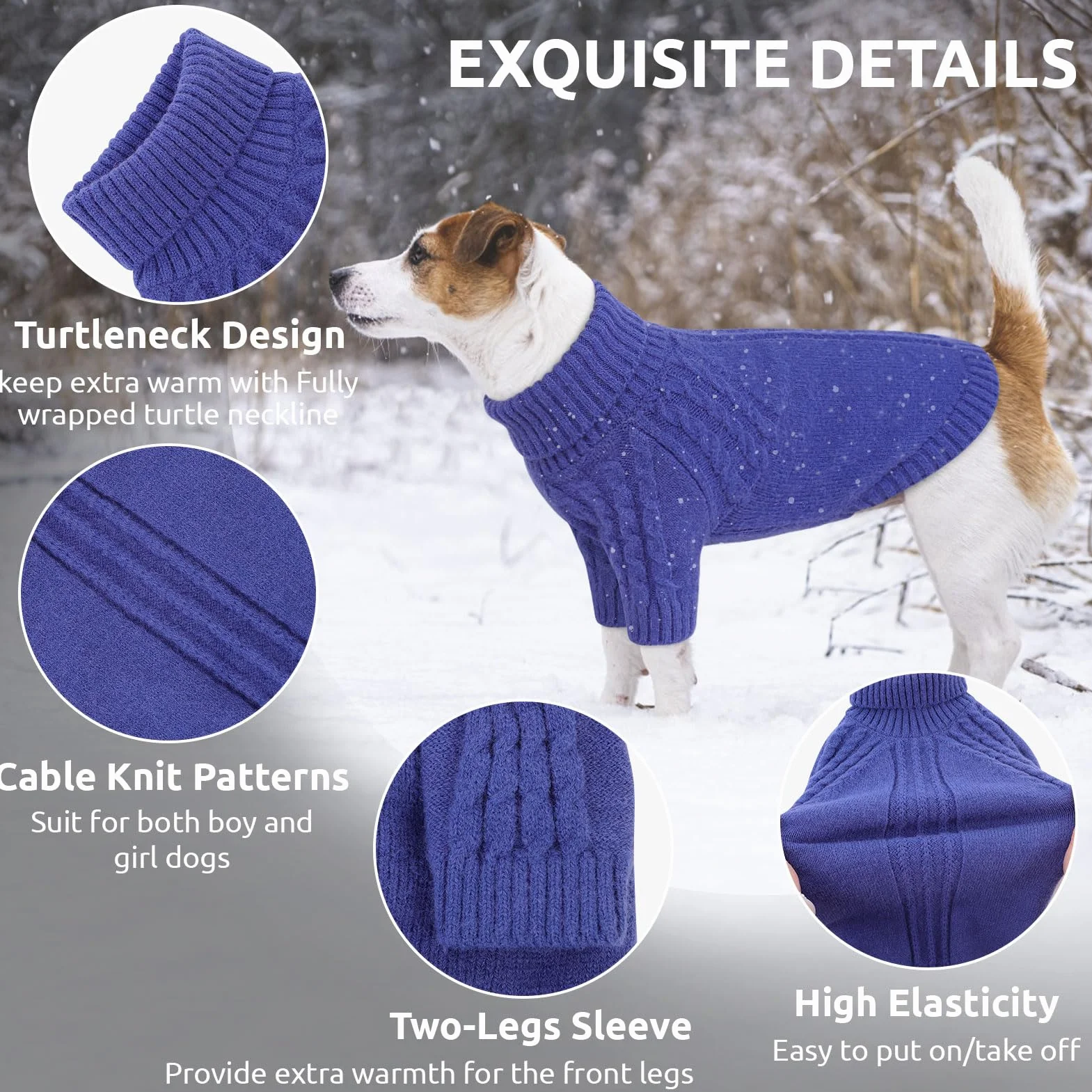 Queenmore Maglione Cane XL Maniche Lunghe Inverno per Labrador Border Collie Golden Retriever Natalizio Blu