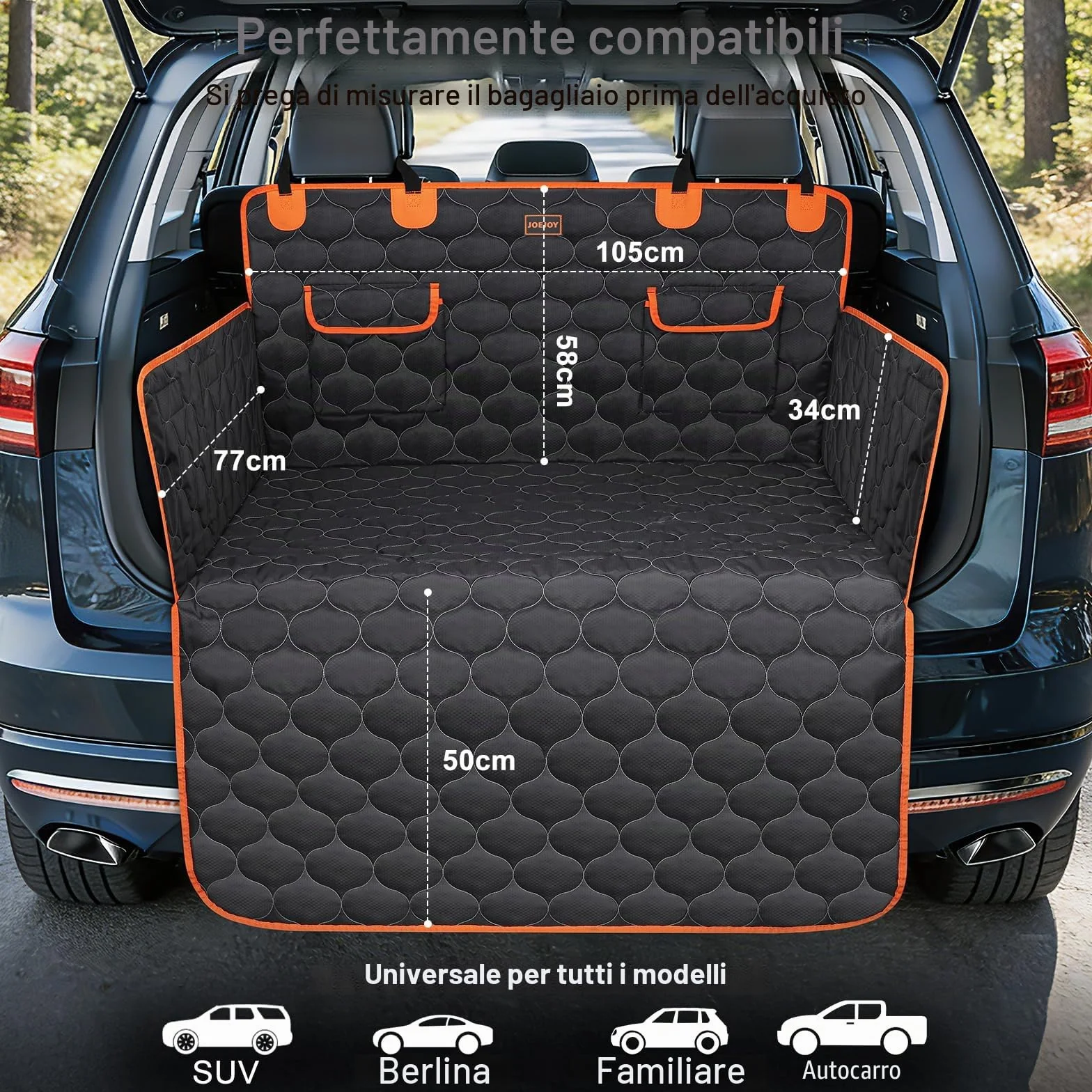 JOEJOY Telo Auto per Cani con Protezione Laterale e Paraurti, Universale Telo Cane Auto, Antiscivolo Impermeabile Resistente ai Graffi, per Telo Cane Auto per Station Wagon, Furgoni e SUV