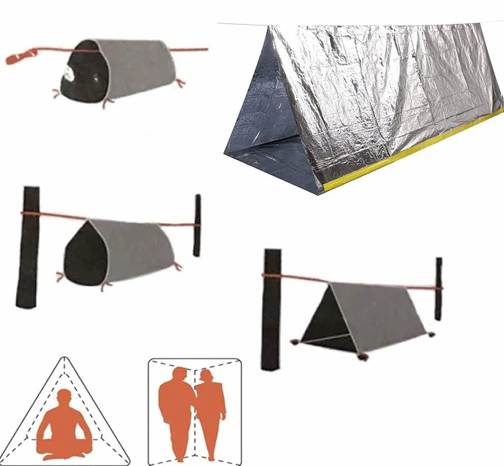 Tenda di emergenza impermeabile in Mylar Thermal Shelter per 2 persone