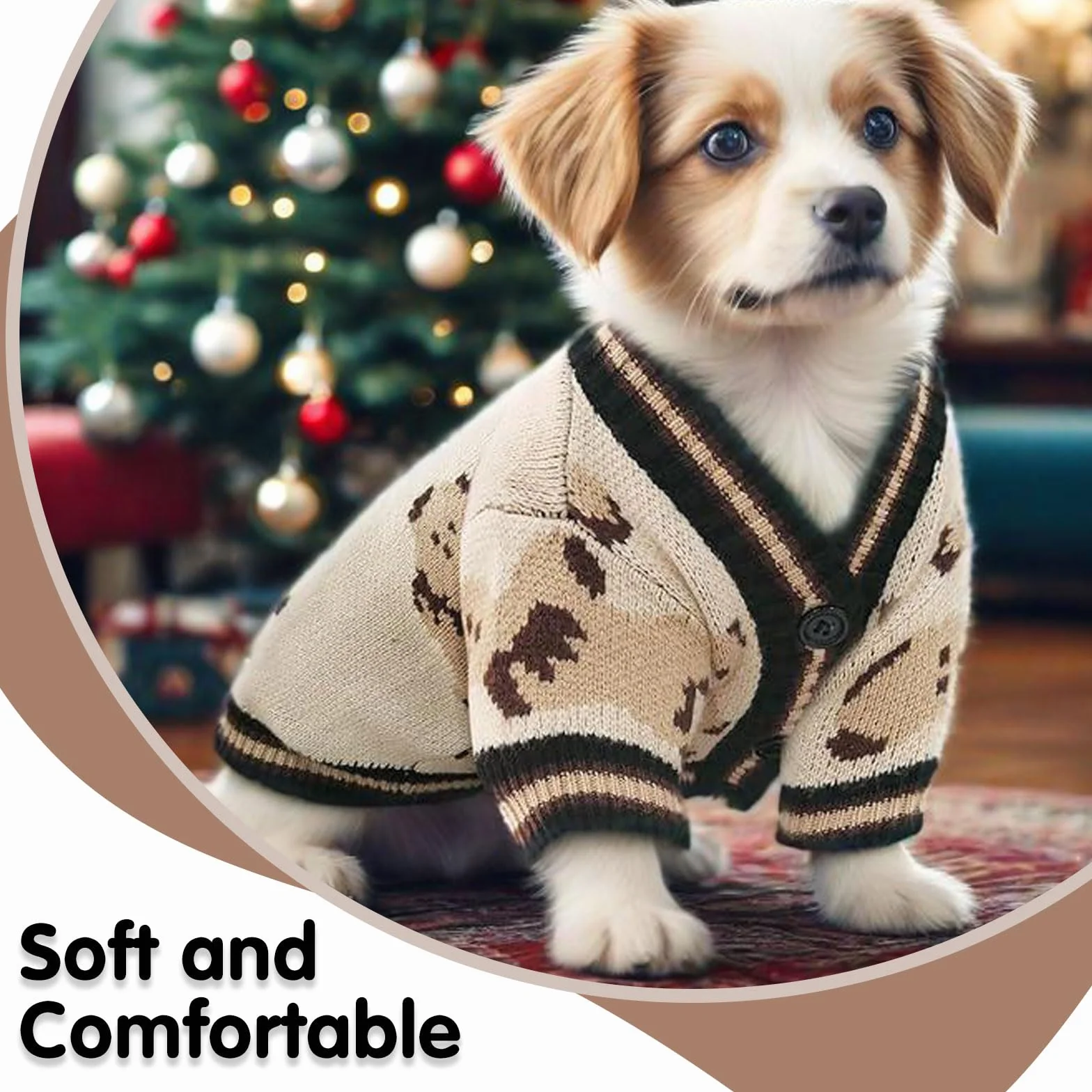 Maglione Cane Taglia Piccola Media, Lavorato a Maglia Caldo, Vestito per Cani Gatti Beige S