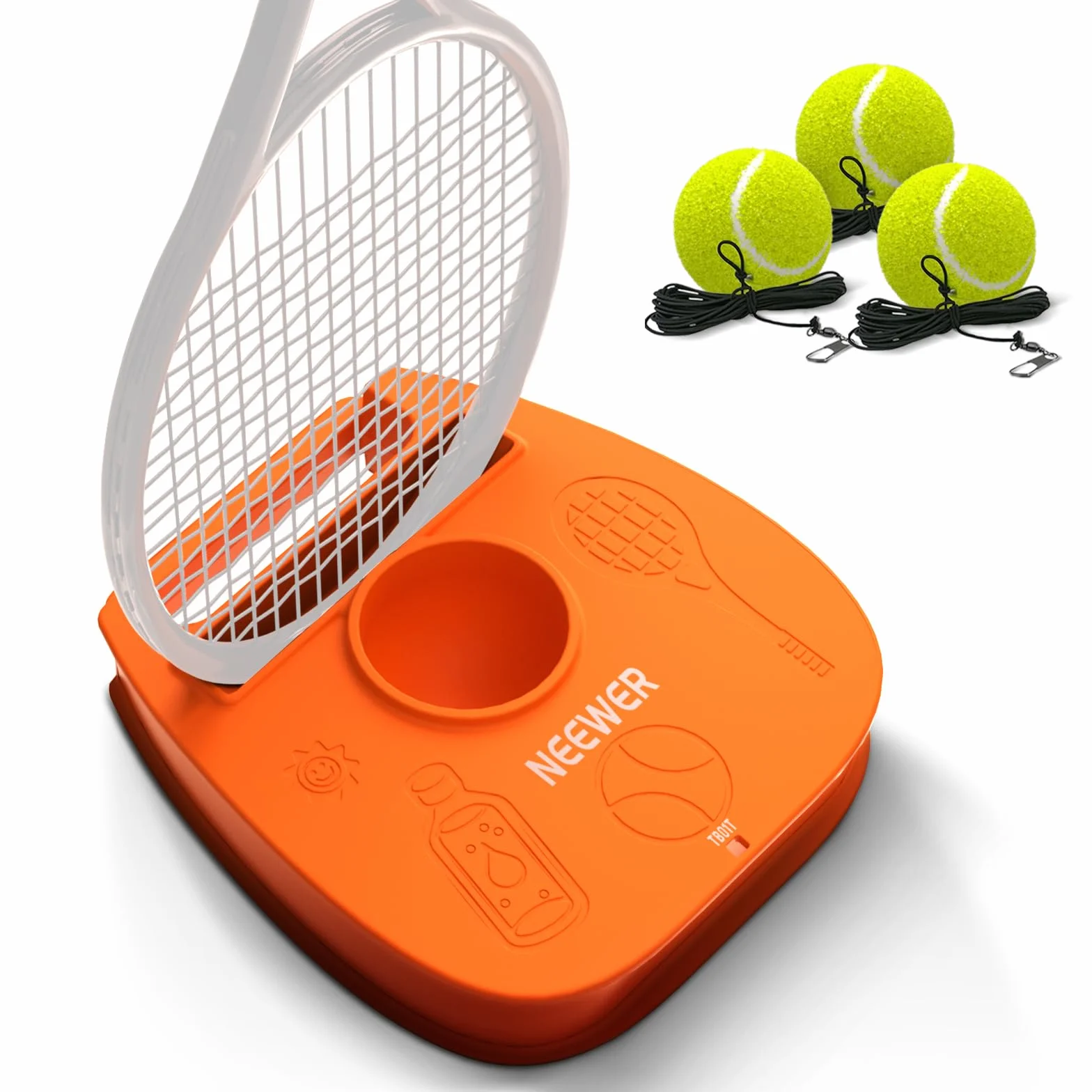 NEEWER Set di Palline da Tennis Portatili con Base in Ferro Antiscivolo, Supporto per Racchetta, 3 Palline con Corda Elastica, Rimbalzatore Allenamento Individuale per Adulti TB01Z