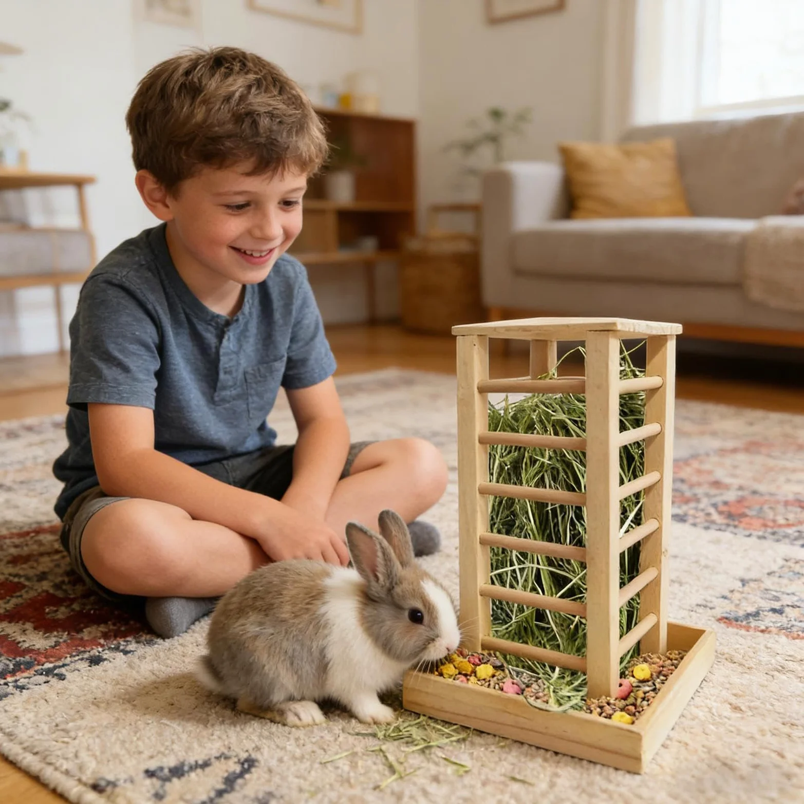 Mangiatoia Per Conigli Porta Cibo In Legno Multifunzionale Per Piccoli | Distributore Per Fieno Per Conigli Per Ricci Coniglietti Piccoli Animali Domestici Furetti Cincillà
