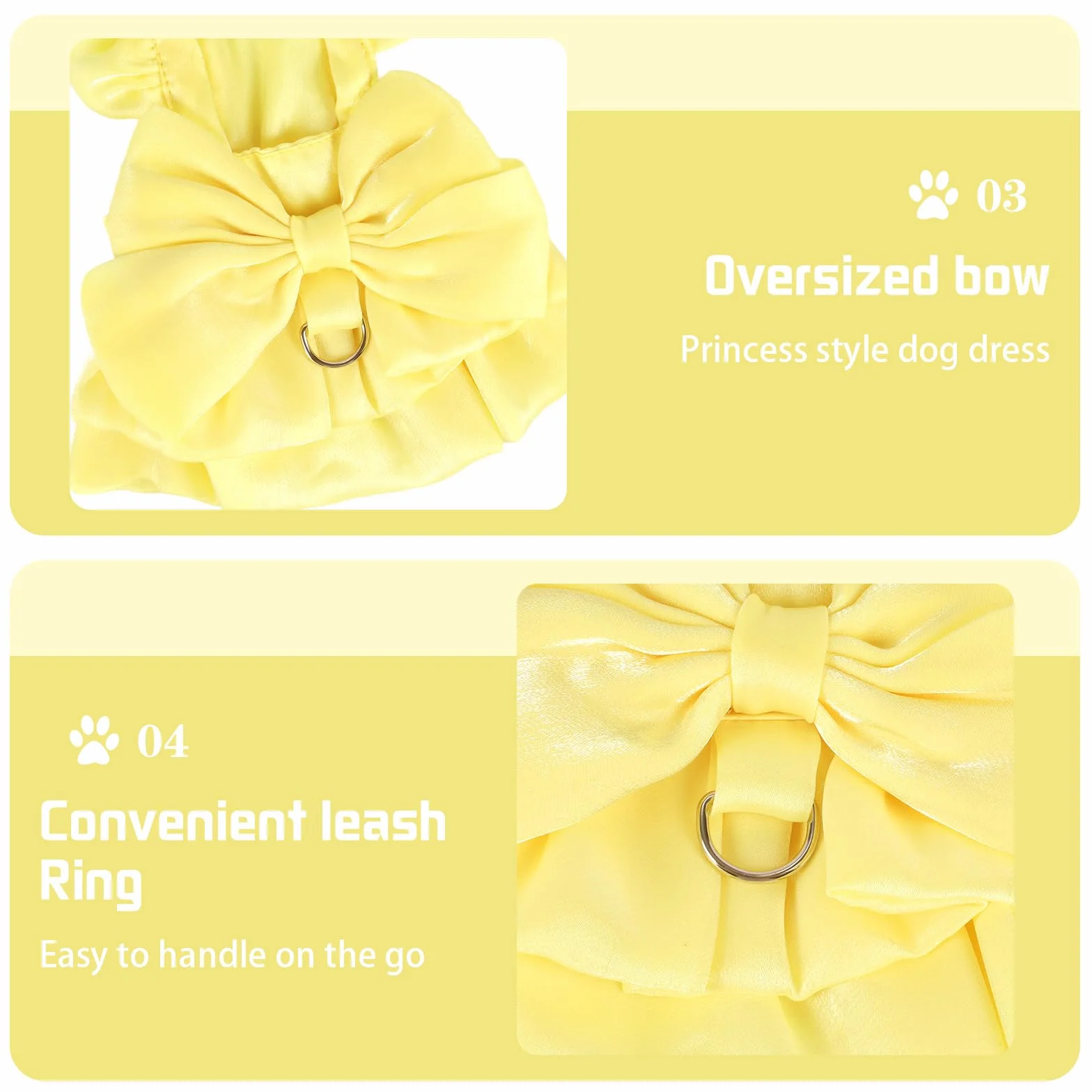 Vestito da principessa per cani piccola taglia gatto fiocco anello D vestito sposa cuccioli gonna tutù costume estivo giallo S