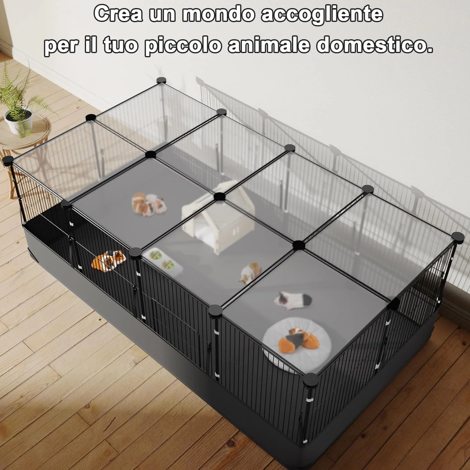 Gabbia per Conigli Aystkniet, 122 cm x 60 cm x 40 cm Recinto per Porcellini D’India con Copertura Superiore e Fondo Impermeabile, Spazio per Piccoli Animali Come Criceti, Tartarughe, Ricci