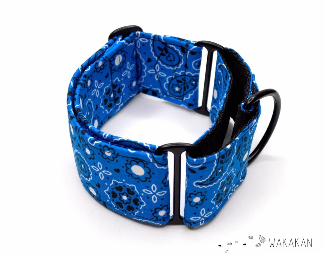 Wakakán Martingale Collare per Cani Blue Bandana Fatto a Mano Spagna