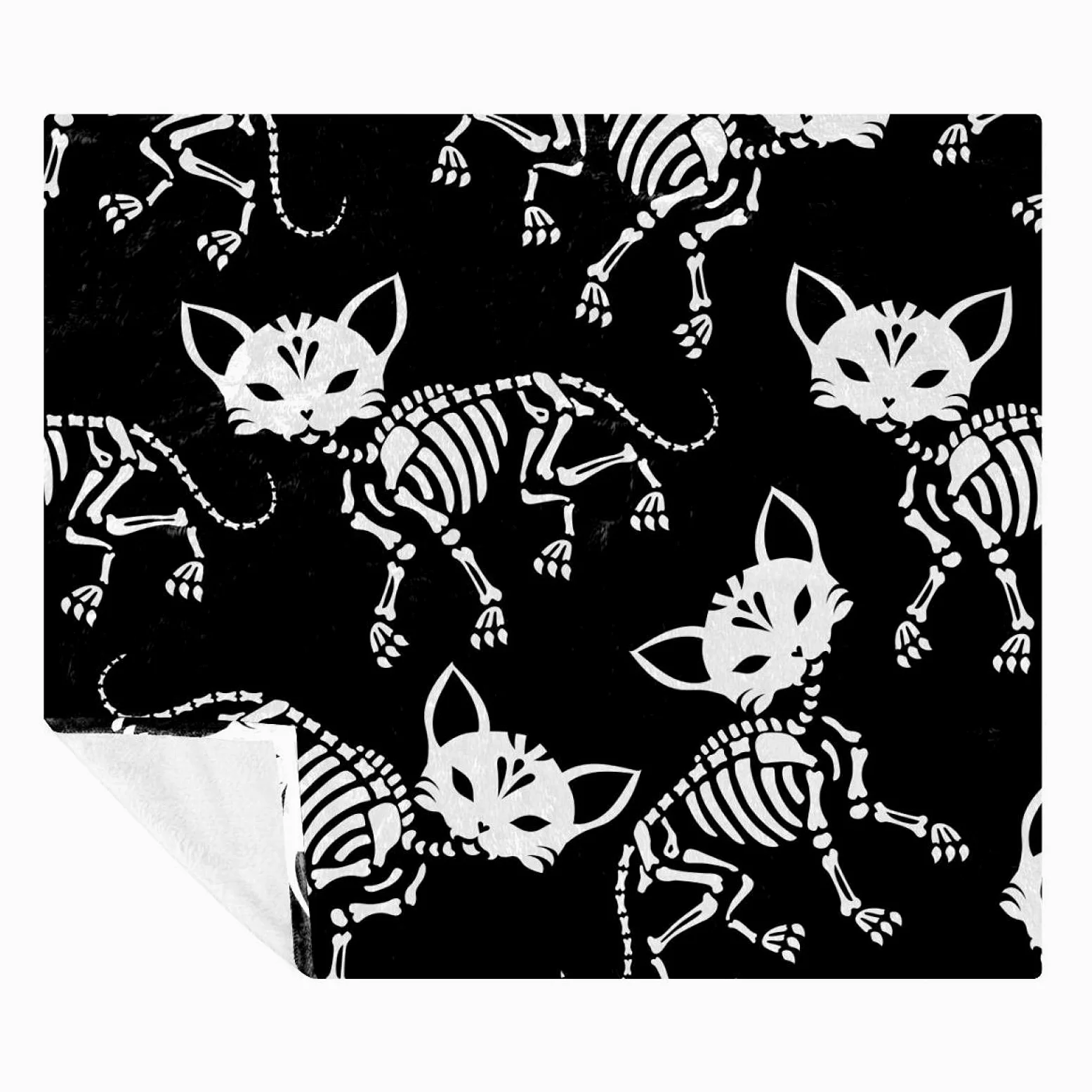 Coperta in pile per gatti con scheletri di Halloween, super morbida e lussuosa coperta