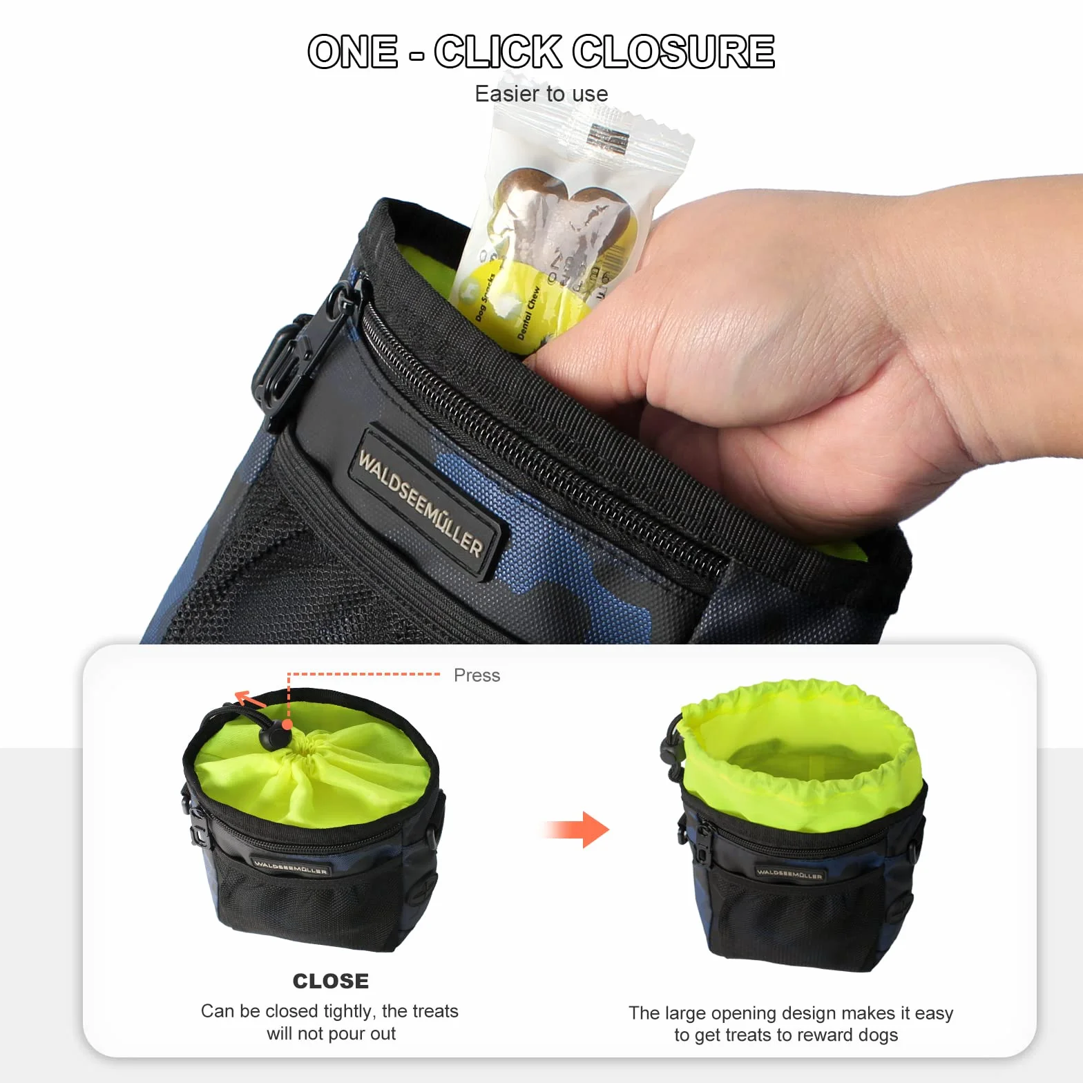 Waldseemüller Cane Snack Borsa, Borsa per Alimenti per Cani, Borsa Addestramento Cane Contenitore Cane Regolabile Addestramento Sacchetto di Allenamento
