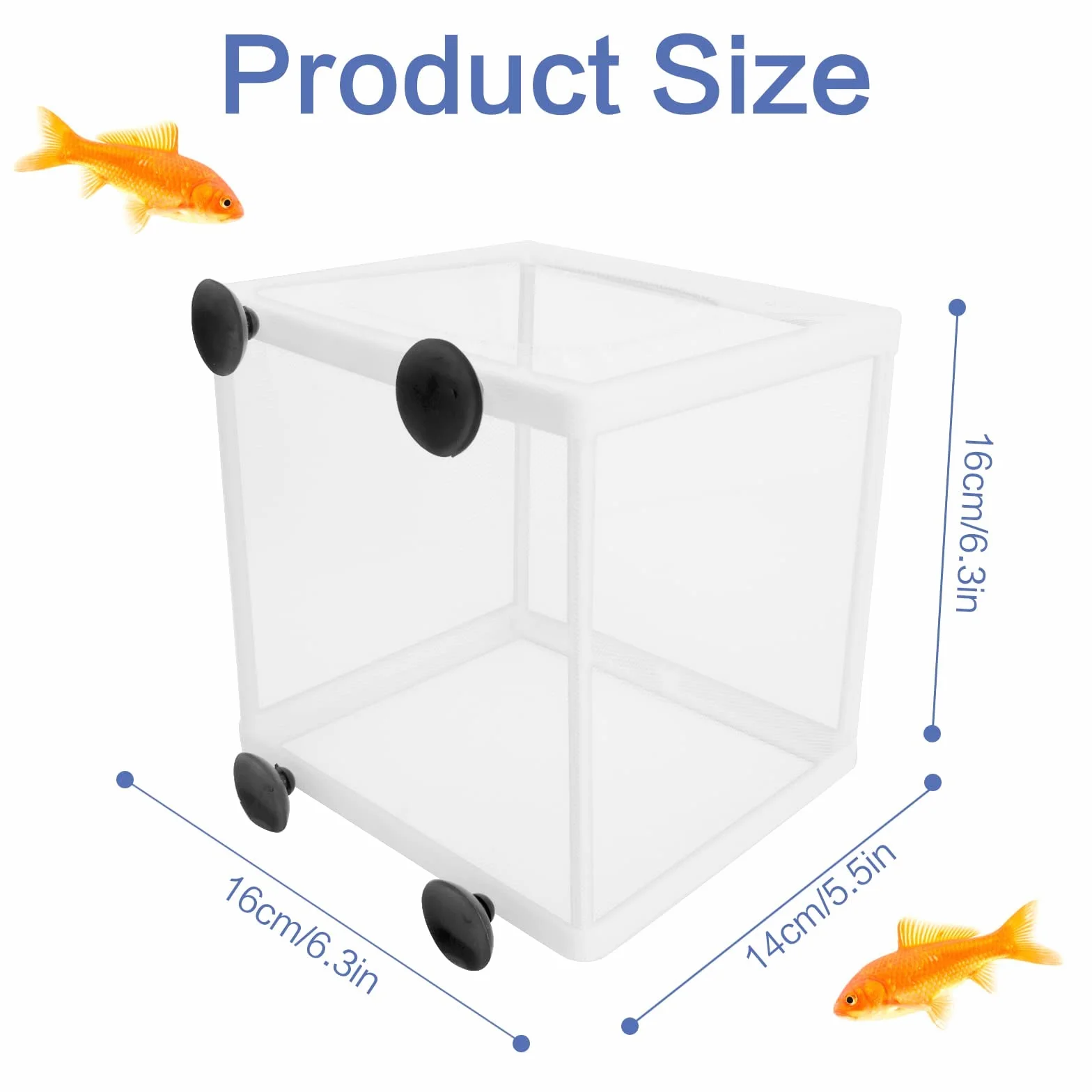 2 scatole per l'allevamento di pesci per acquario, scatola di isolamento per acquario, frittura, vivaio, con 8 ventose per proteggere i pesci del bambino per acquario, bianco, 16 x 14 x 16 cm