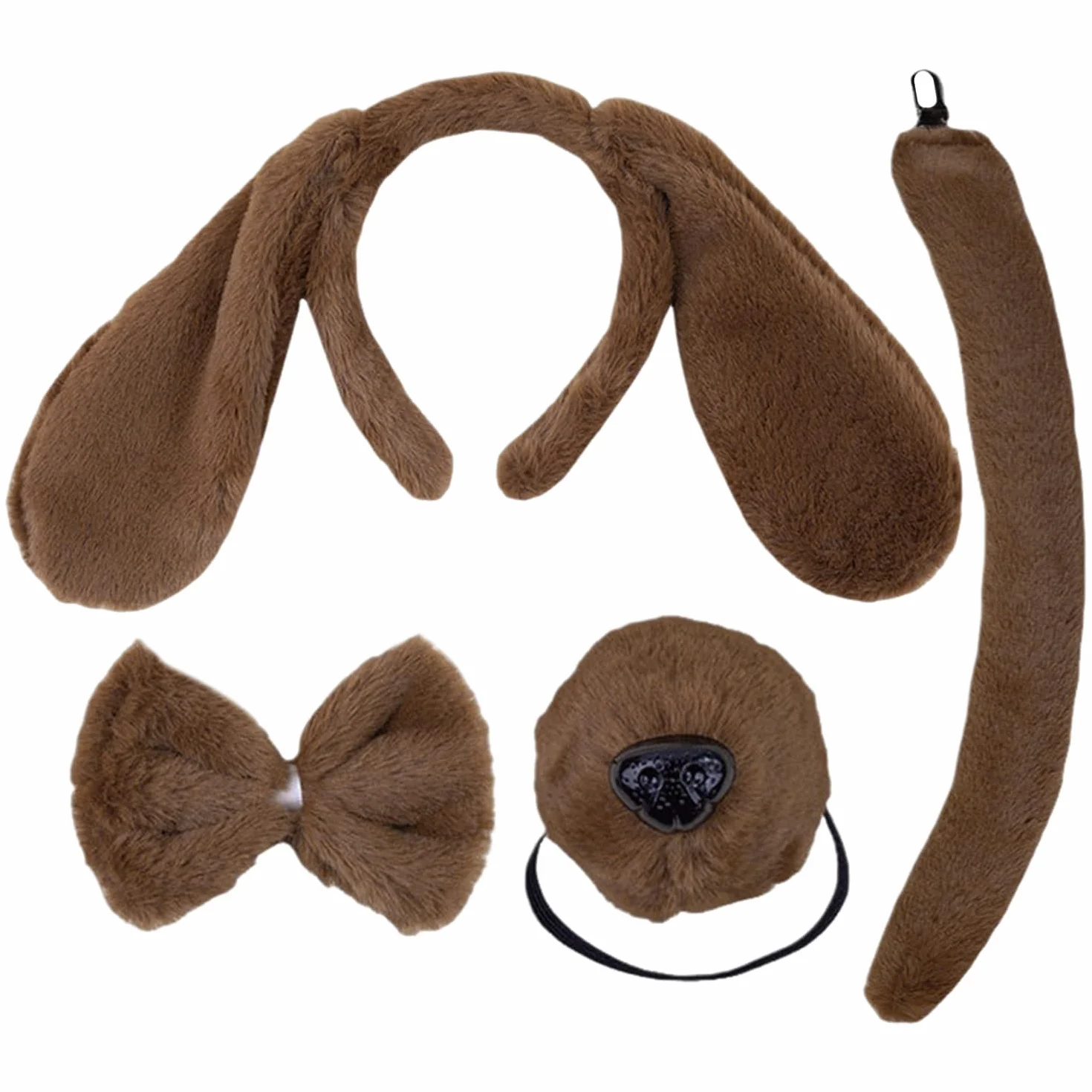 1 Fascia per La Testa, 1 Papillon, 1 Naso E 1 Coda, Accessori per Costumi per Cani, Oggetti di Ruolo, Accessori Carini.