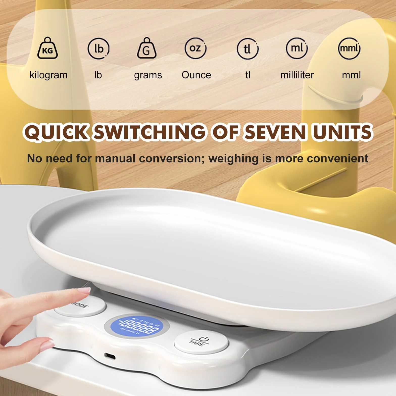 Bilancia per animali di piccola taglia, 15 kg, bilancia digitale per animali domestici, precisa su 1 g, LCD digitale con 7 modalità di pesatura (g/kg/oz/lb/ml/mml/tl), bilancia digitale per bambini