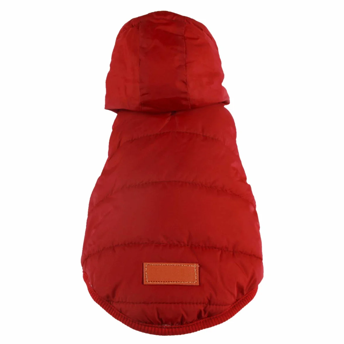 Cappottino invernale per cani con cappuccio foderato in pile rosso M