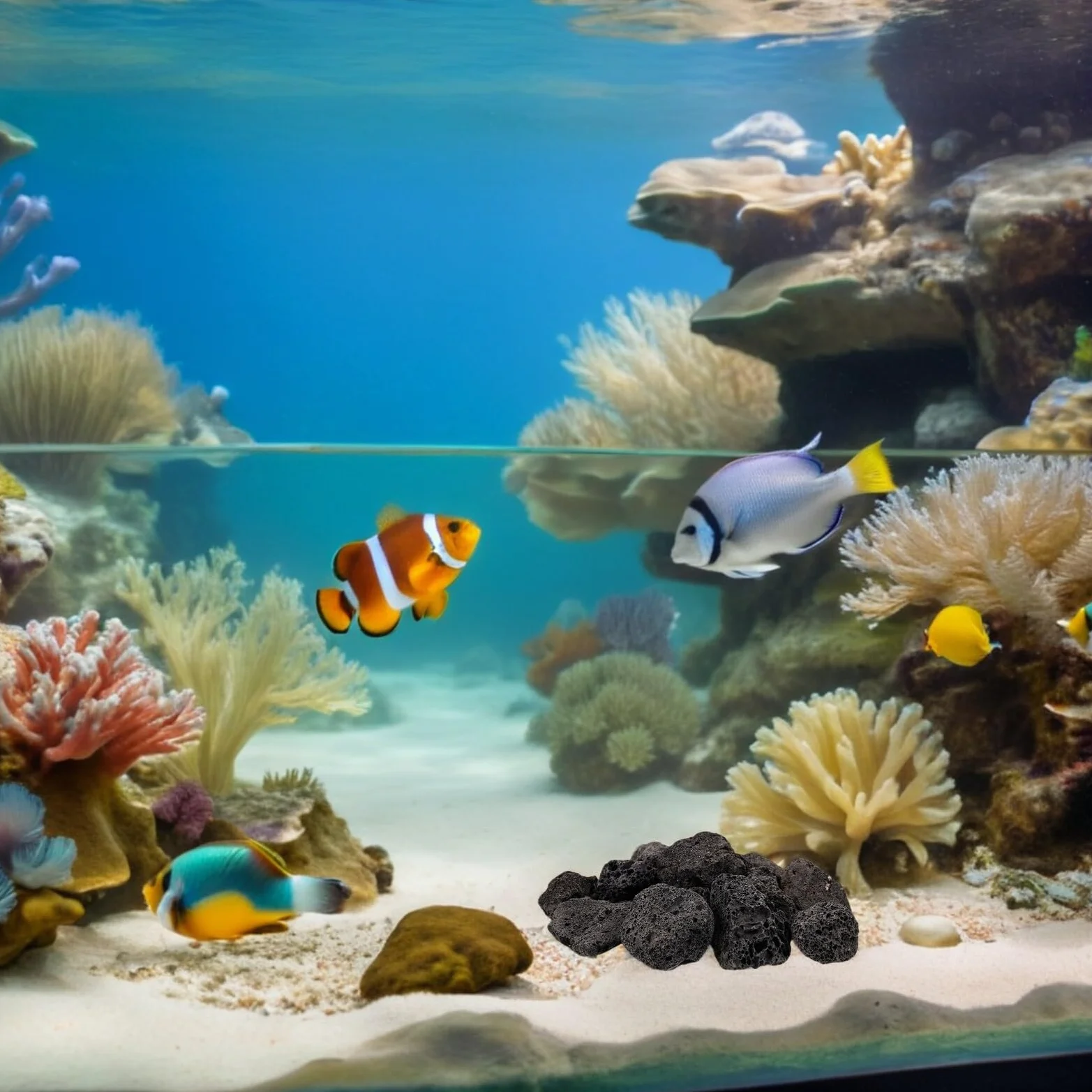 Happyyami Pietre laviche: 1 set di pietre vulcaniche nere, pietre laviche naturali, per acquario, decorazione per acquario, braciere, griglie a gas, piante da acquario
