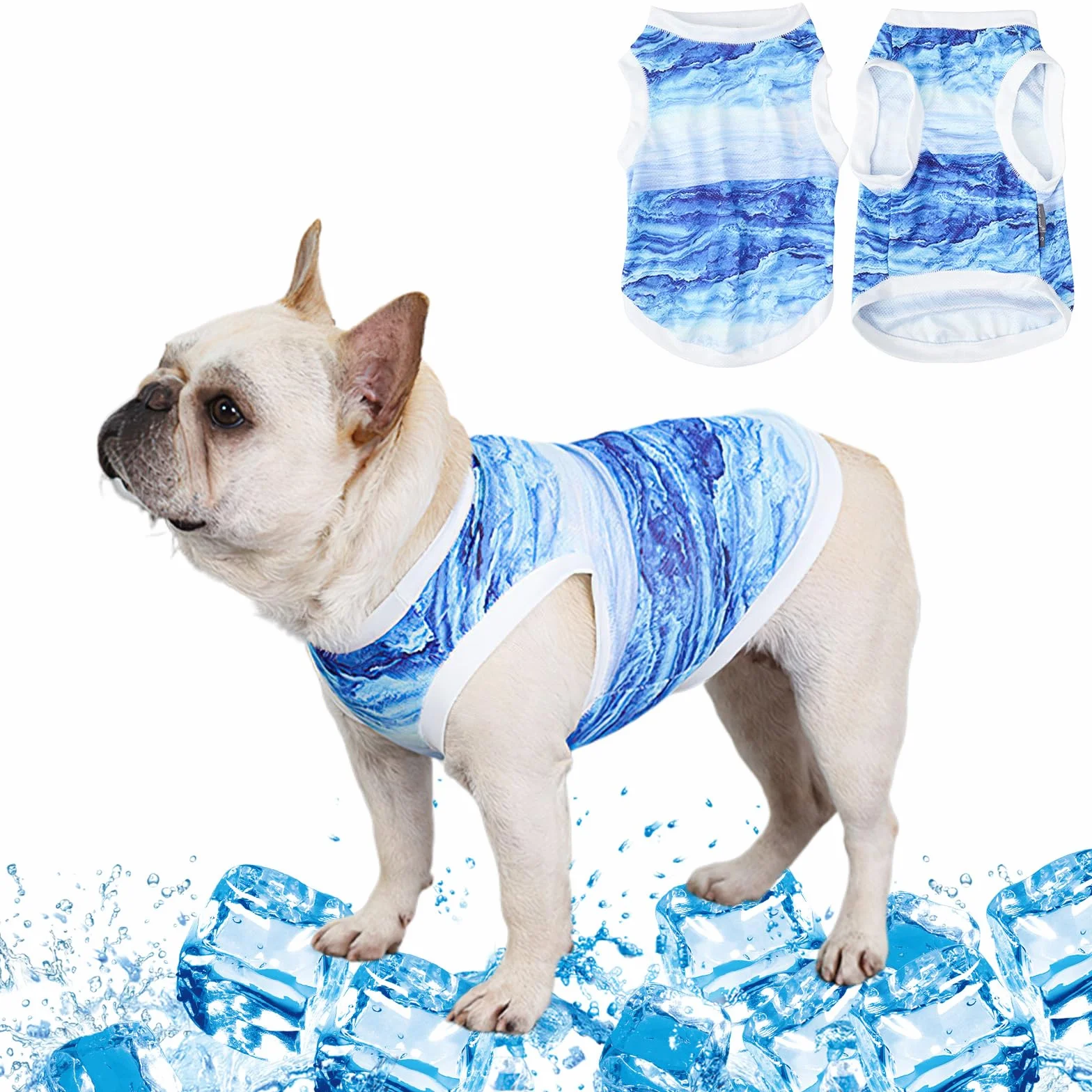 Gilet Rinfrescante per Cani Giacca Raffreddamento Tessuto Istantaneo Microfibra Blu XL