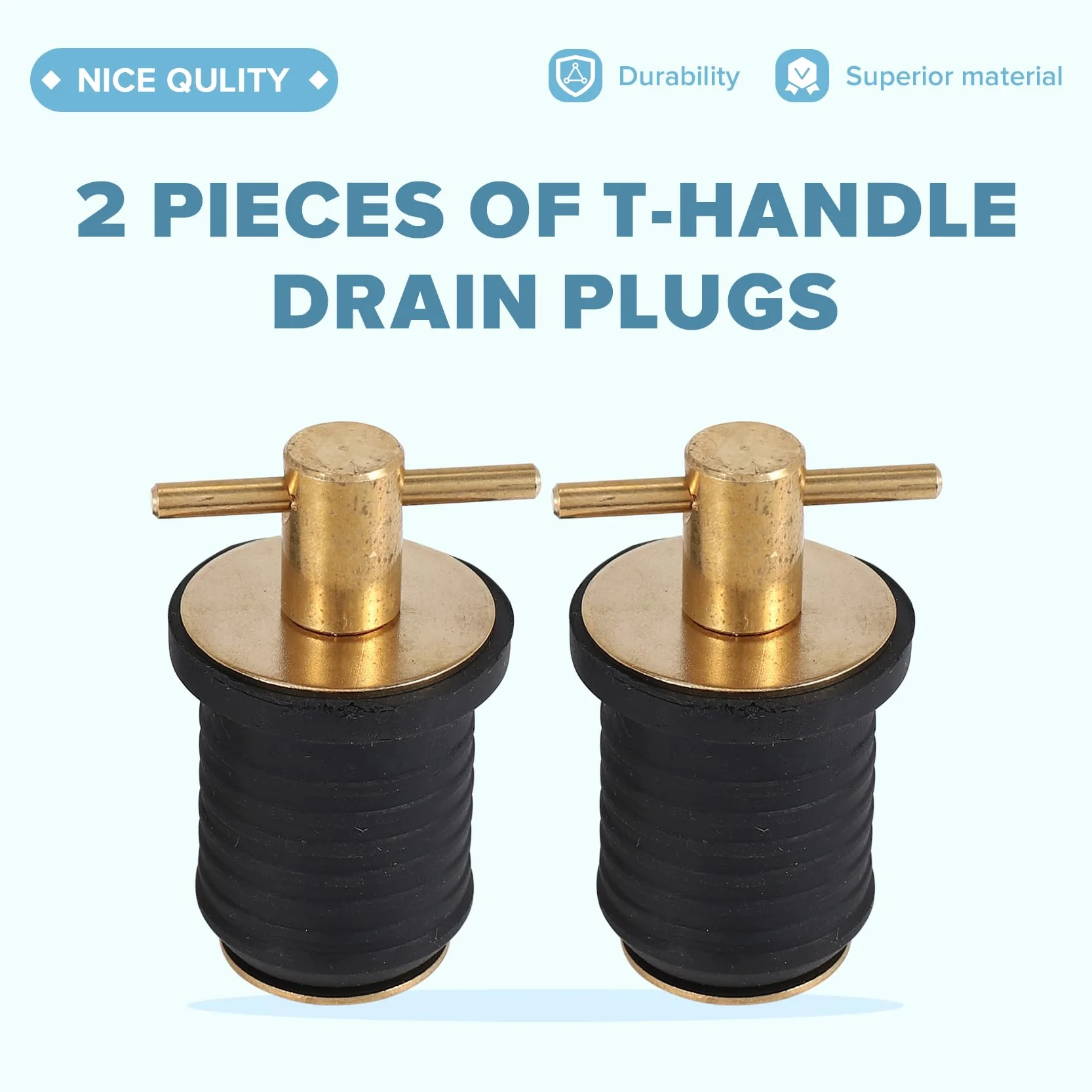 2 Pezzi Tappo di Scarico con Impugnatura Un T Tappi di Scarico per Barche Marine Twist-Turn Tappi nel Gomma con Manico nel Accessori per Barche
