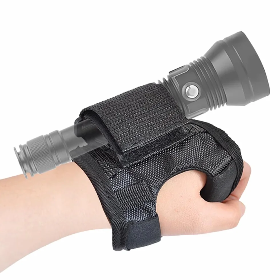 Porta Torcia Subacquea, Guanto Porta Torcia Sub, Supporto per Torcia Subacquea, per Immersioni Snorkeling Nuoto, Cinturino da Polso Regolabile, Nero
