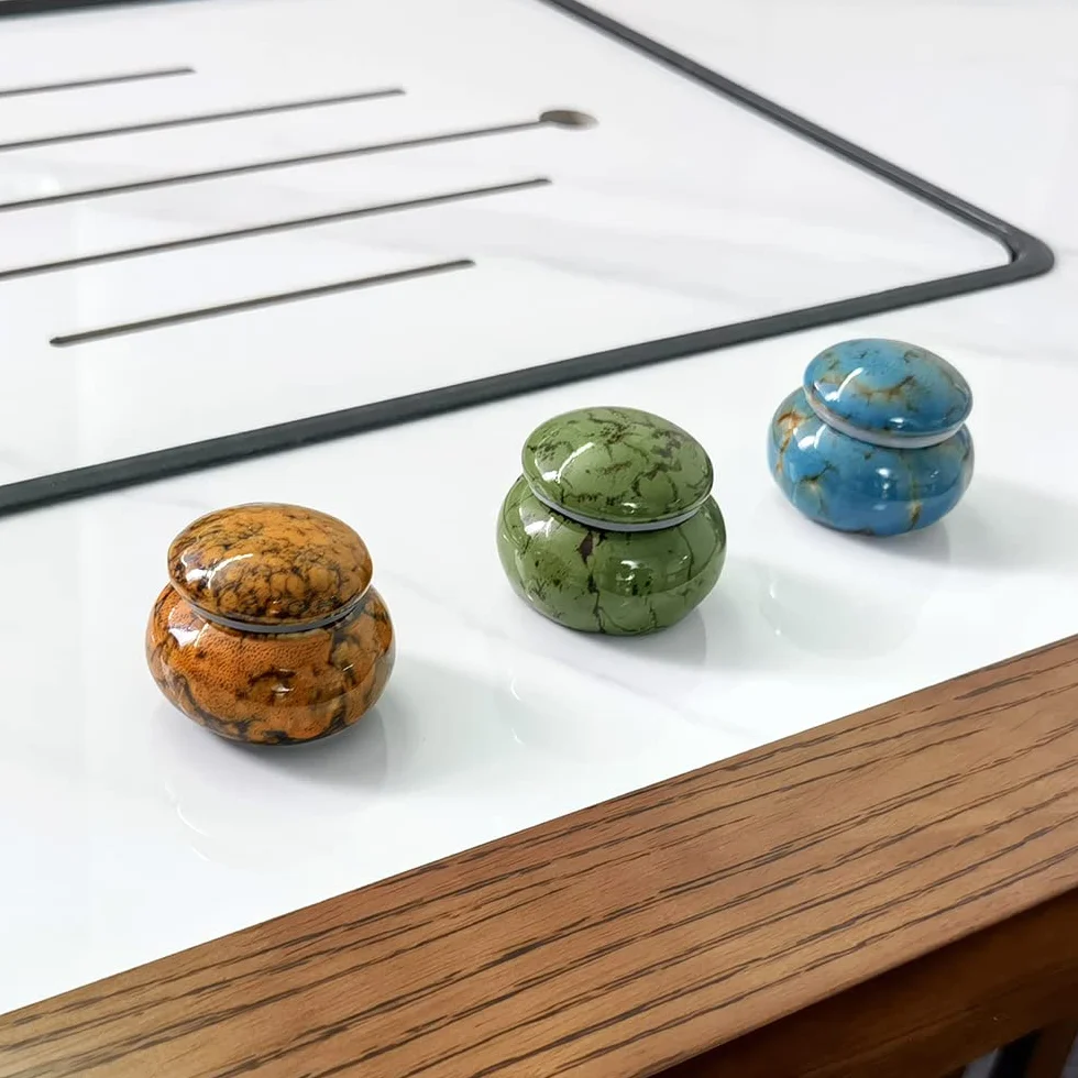 Urna Piccola,Mini Ceramica Urne Cinerarie Realizzata a Mano Piccola Urna Commemorativa per Contenere Umane o Animali Ceneri(Arancia)