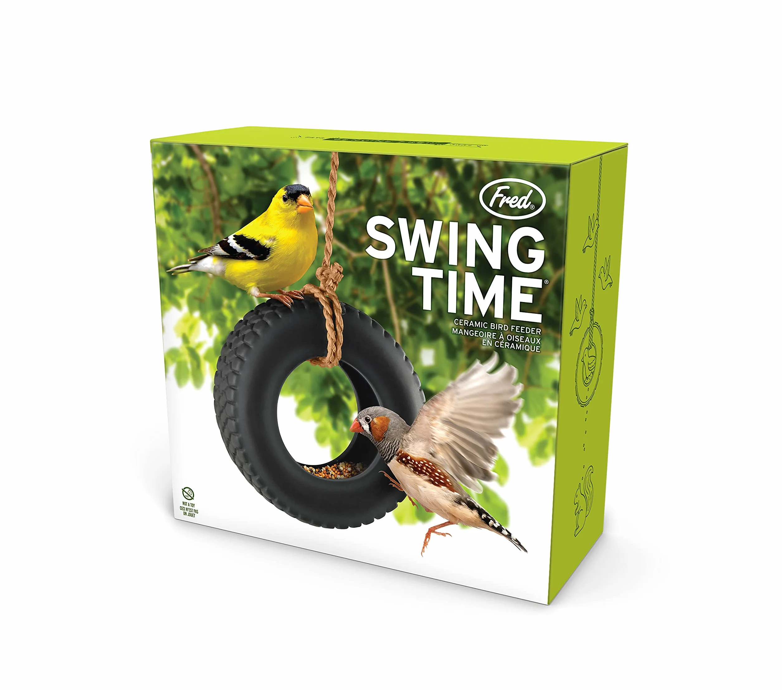 Fred Swing Time Mangiatoia per Uccellini Silicone Nero 4.5x15x35.5 cm