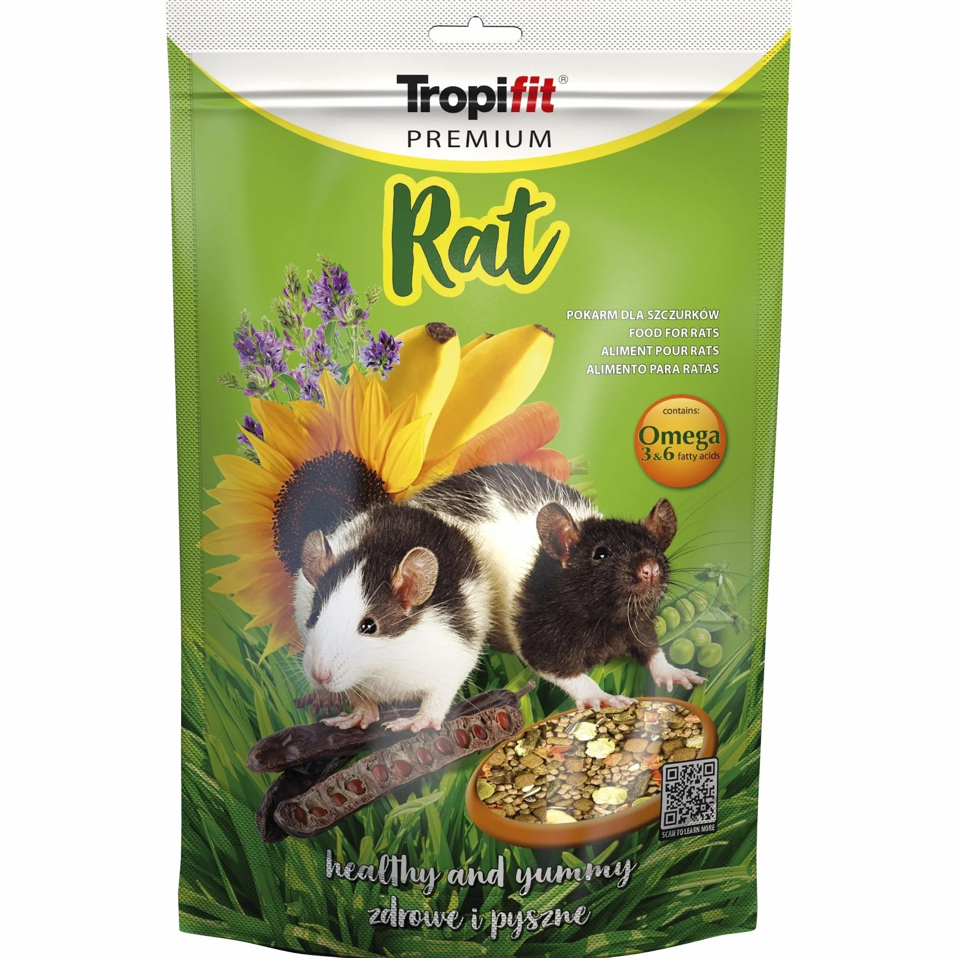 RAT 500g - Mangime completo per ratti con banane dolci, uva passa e carote