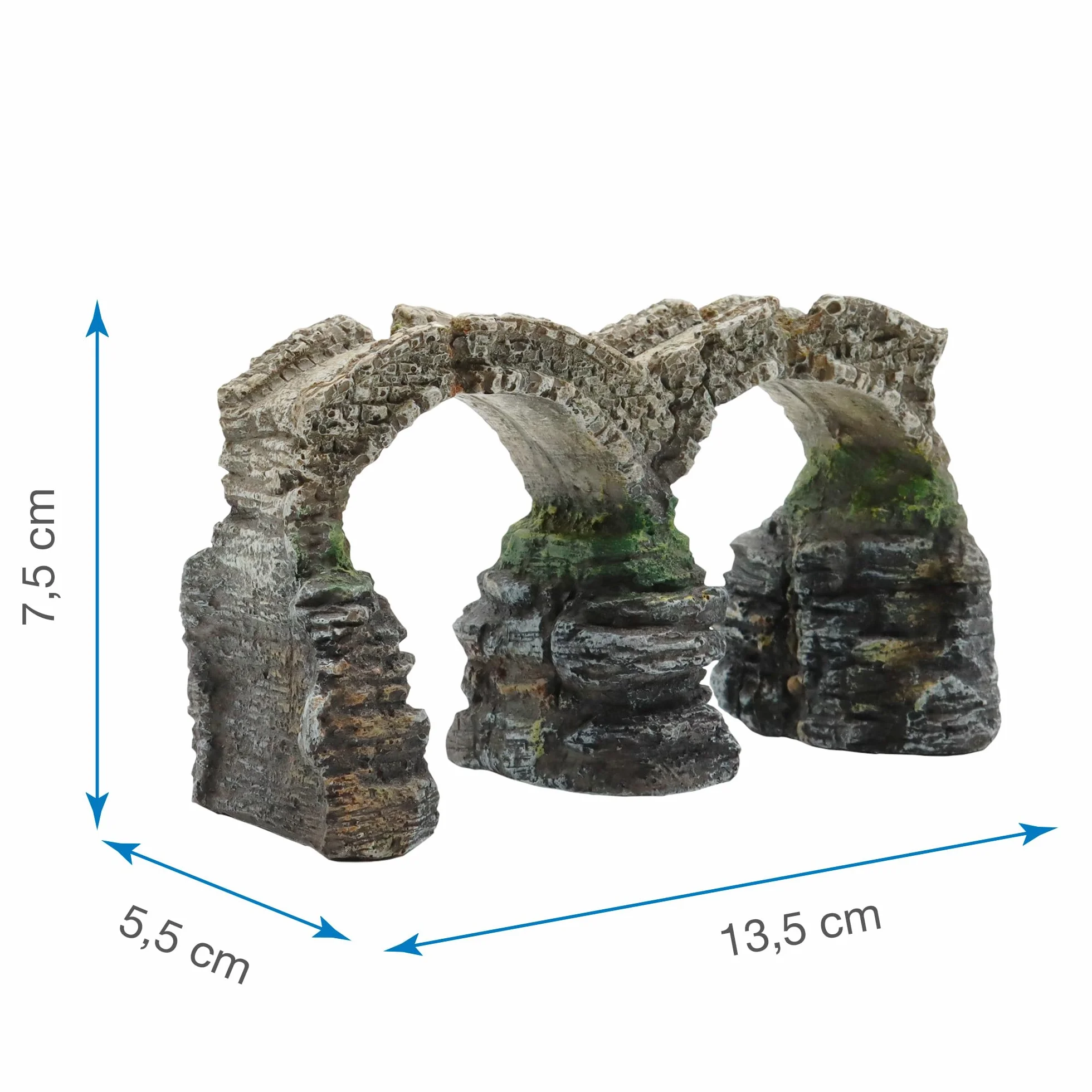 Amtra Deko Ponte Romano - Decorazione in Resina atossica per Acquari, Accessorio Ornamentale subacqueo, Decorativo rifugio nascondiglio, Dipinto a Mano, Dimensione 7,5 * 13,5 * 5,5 cm