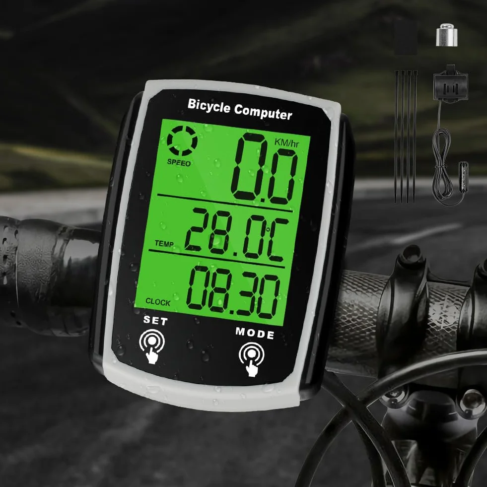 URAQT Computer Bicicletta Impermeabile 19 Funzioni Ciclocomputer LCD Display Retroilluminato Supporto