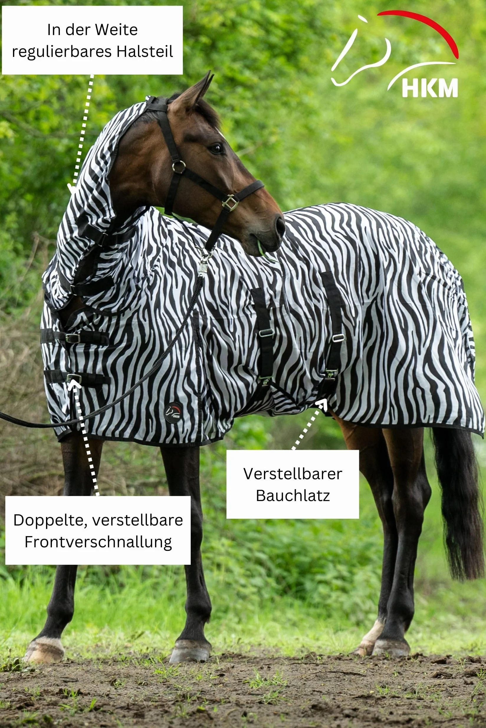 HKM Coperta per mosche con collo zebra, misura M