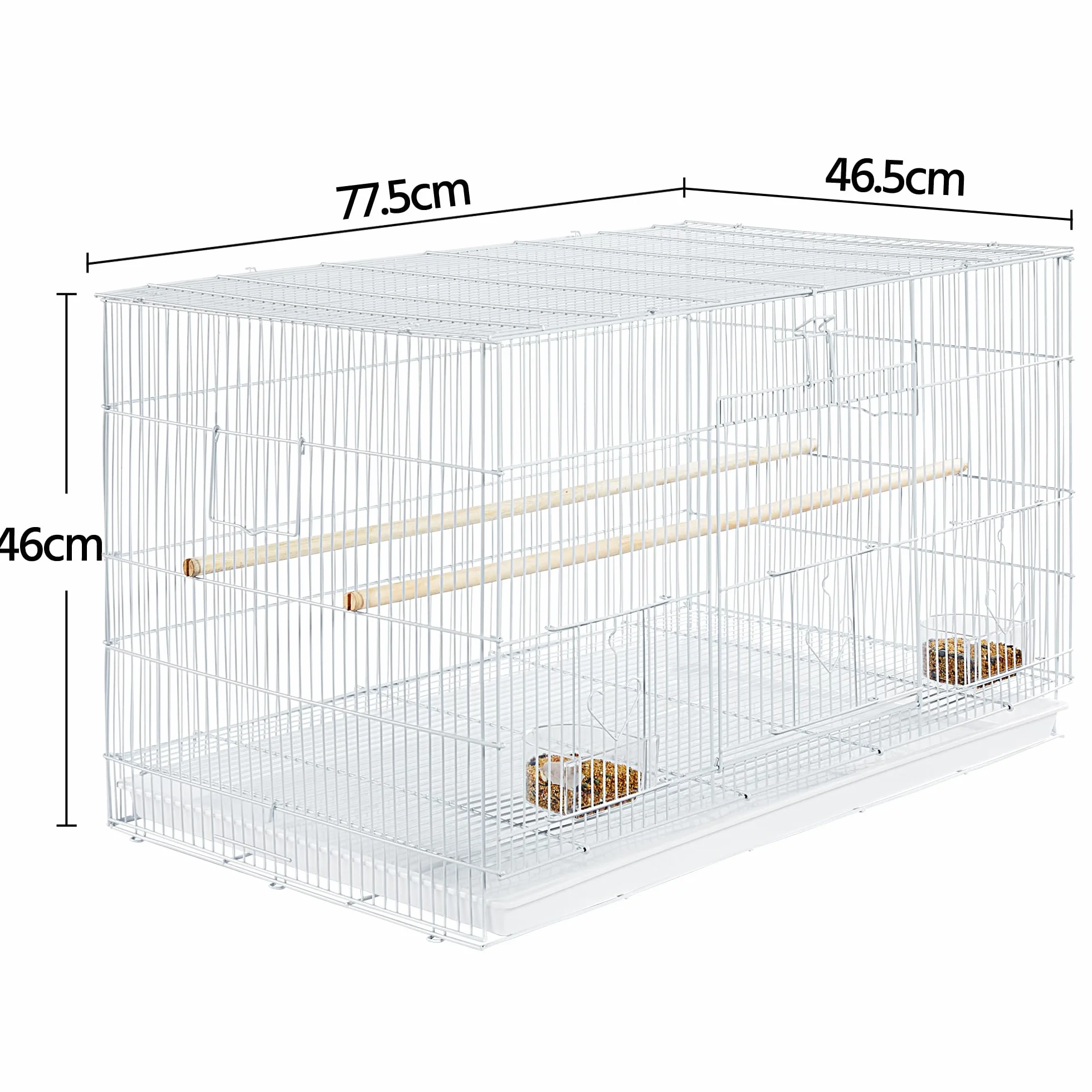 Yaheetech Gabbia Voliera per Uccelli Pappagalli Impilabile in Metallo 77,5 x 46,5 x 46 cm Bianca