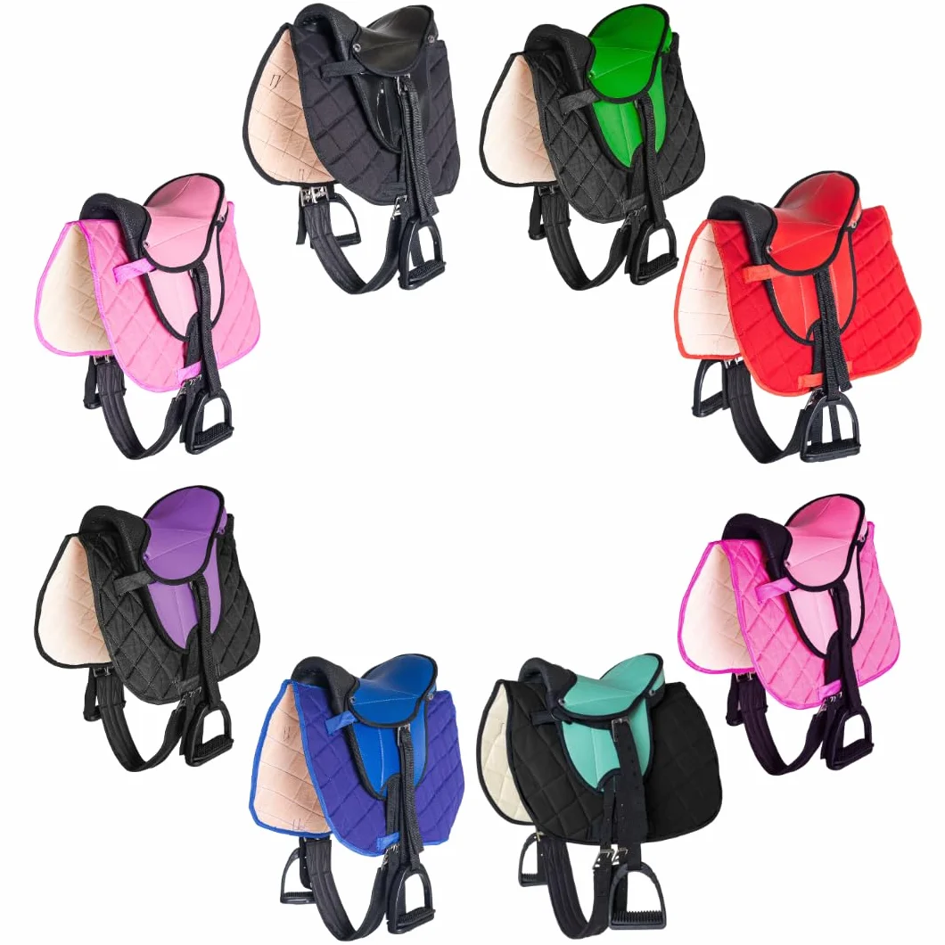 PFIFF 103106 - Set Completo Sella per shettys o Cavalli in Legno, per Bambini, Colore: Nero