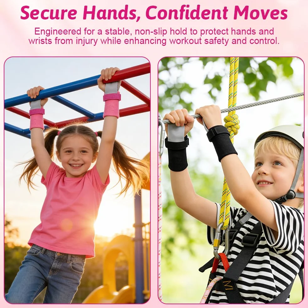DiULi Set di 2 Impugnature da Ginnastica per Bambini, Protezione Palmi e Supporto Polso, Accessori Sportivi Allenamento, S/M