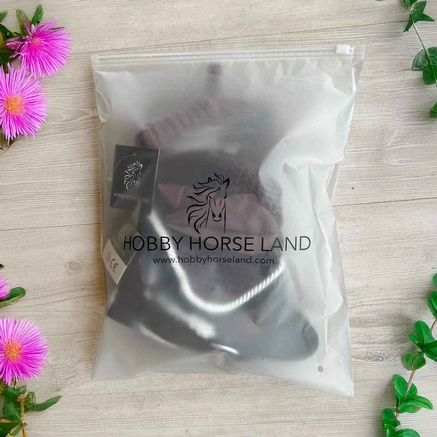 Set di accessori marrone cioccolato per Hobby Horse e cavallo stick: cavezza muta con cordino + coperta + berretto anti-mosche