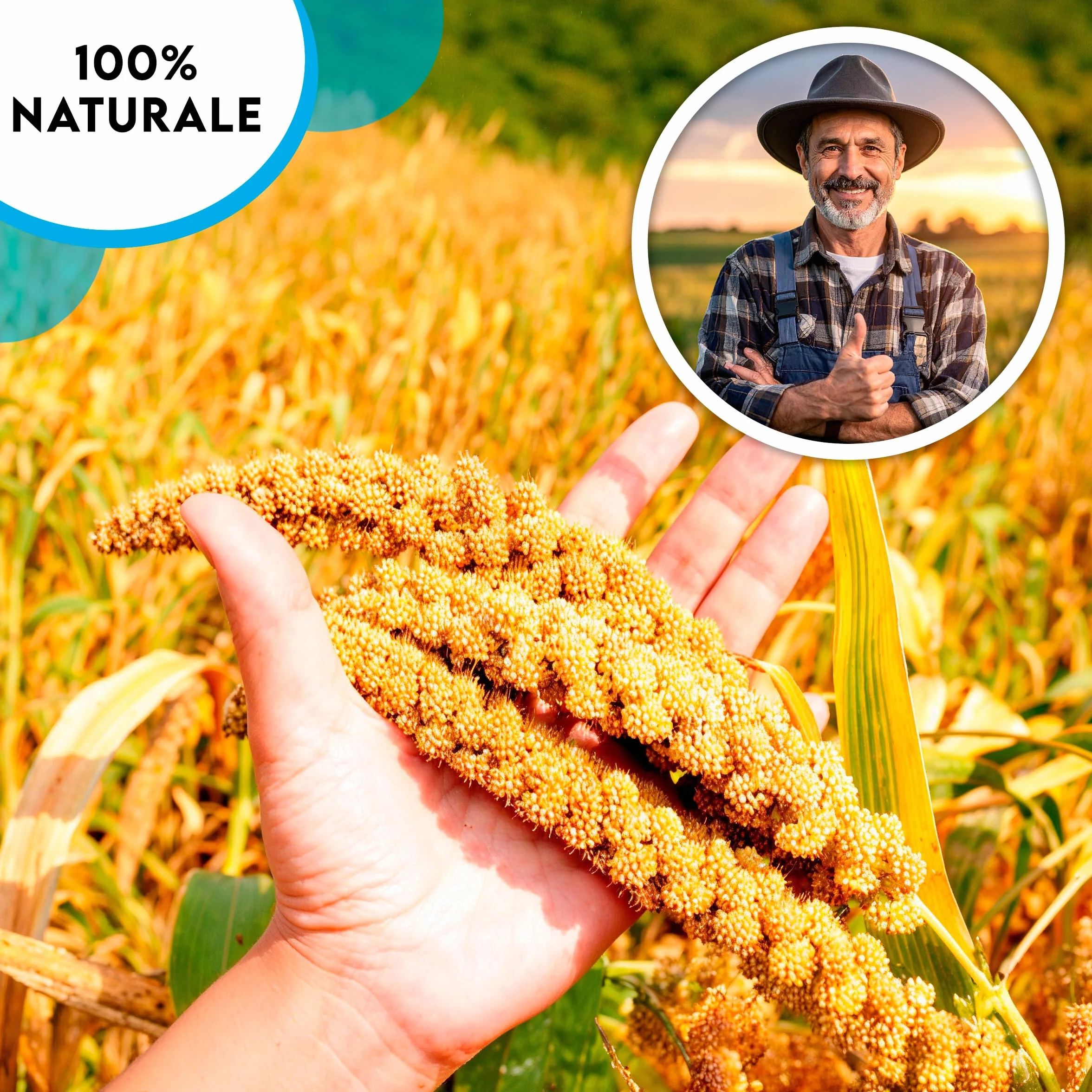 ZOMAPET spighe di panico per pappagalli 1Kg, mangime naturale per cocorite e uccelli esotici Made in Italy