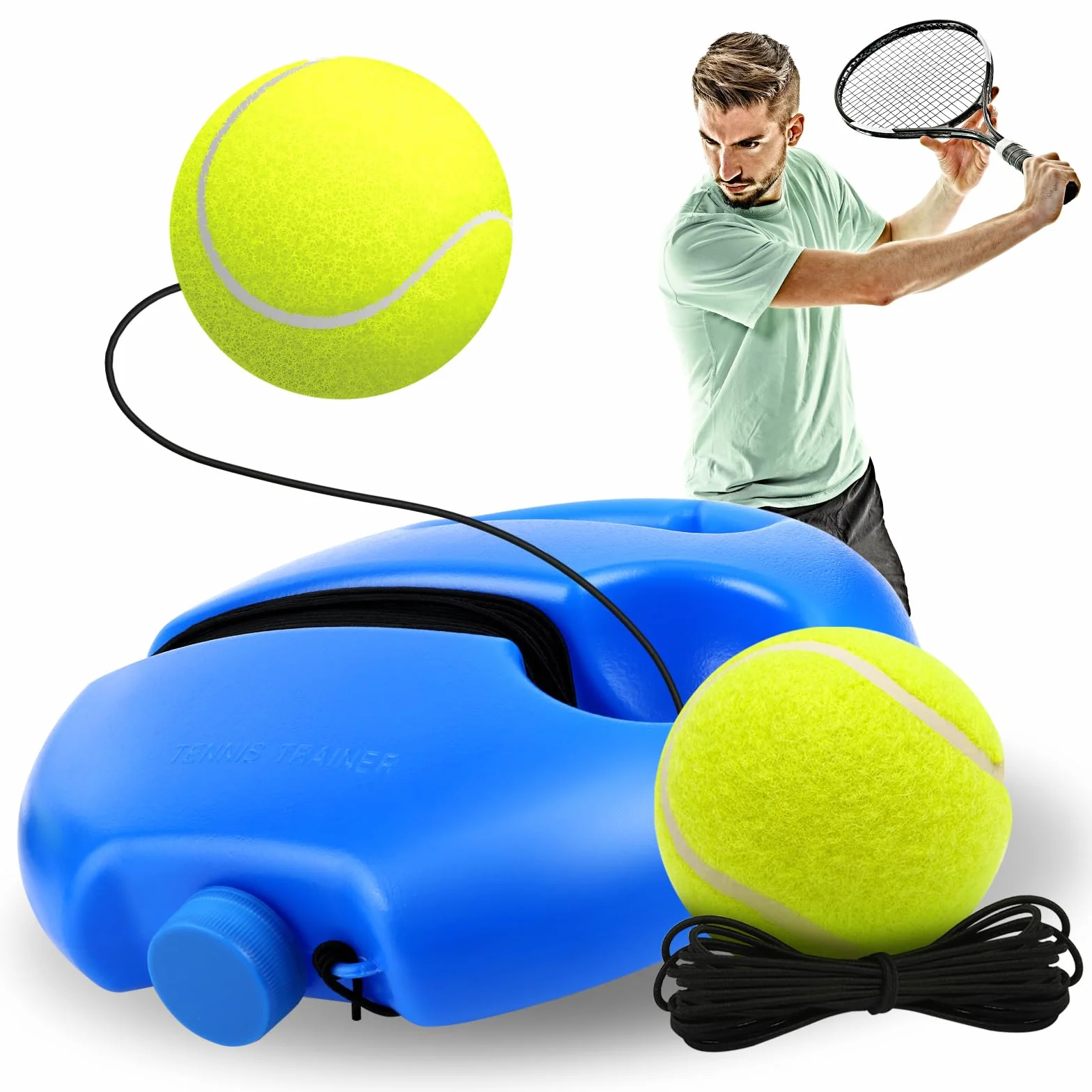 Allenatore di Tennis, Strumento di Allenamento con 2 Sfere di Rimbalzo per Esterni