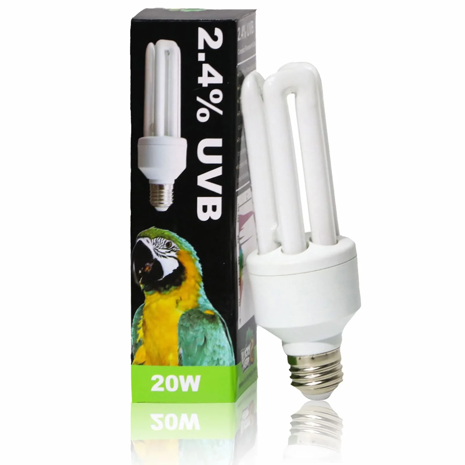 LUCKY HERP Lampadina UVA UVB per uccelli 2.4 UVB 20W Lampada fluorescente compatta per tutti i tipi di uccelli in cattività
