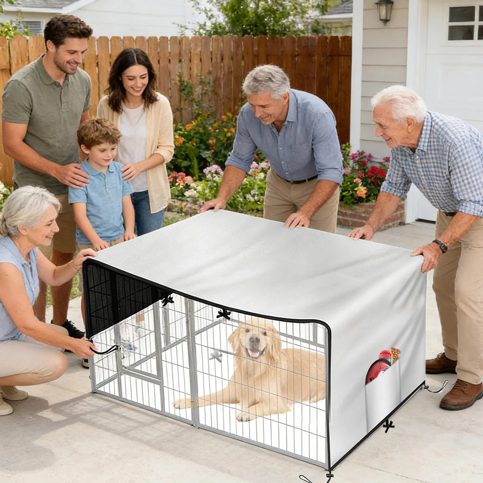 Copertura per cuccia per cani Oxford 210D impermeabile parasole UV antipolvere per recinzione privacy patio campeggio