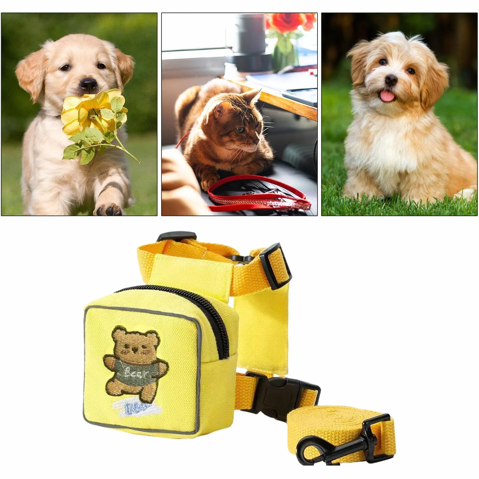 Pettorina per cani con zaino – Twill – Zainetto per cani con guinzaglio – Grazioso zaino per gatti, sella colorata per cani, accessorio da viaggio per amici di famiglia o