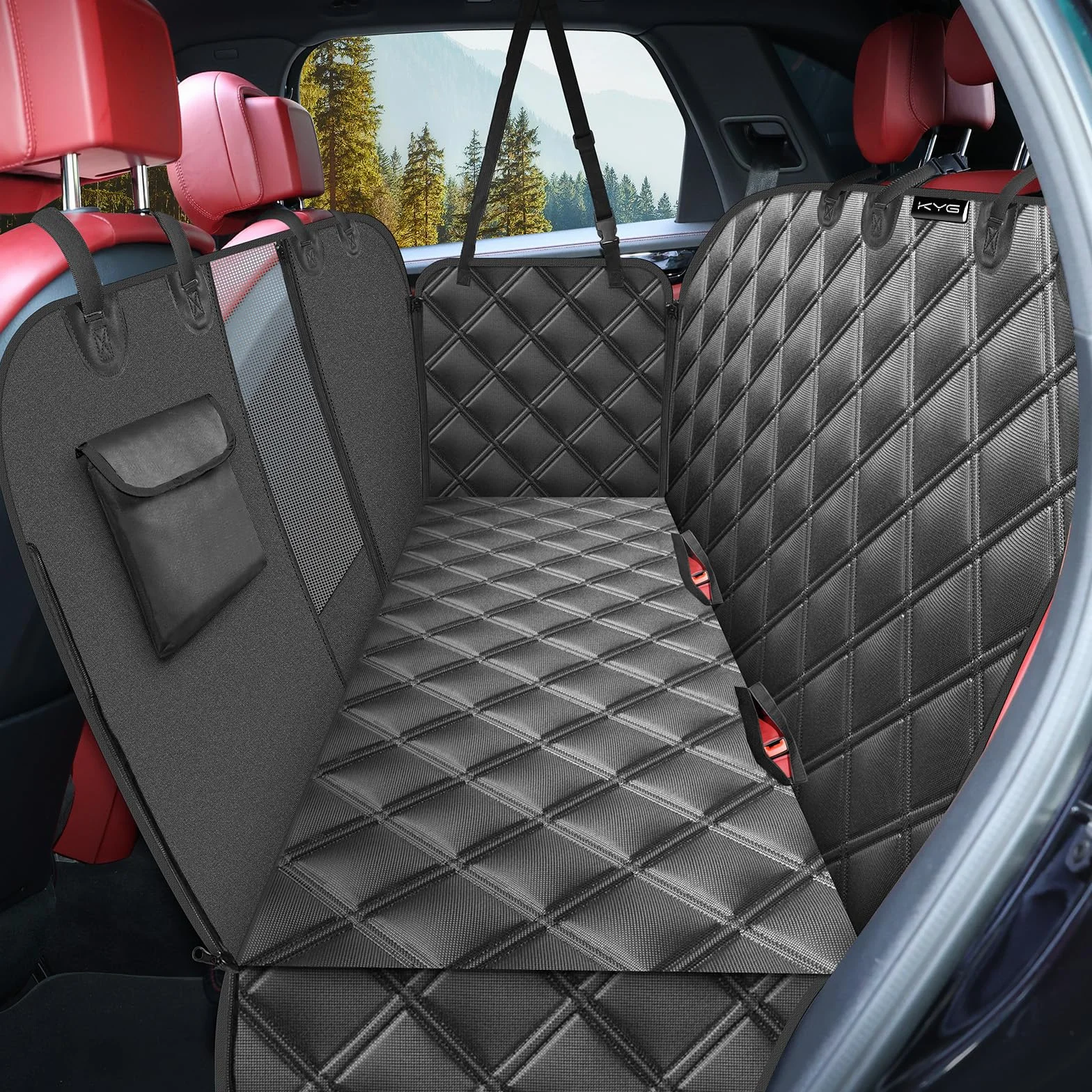 KYG Coprisedile Auto per Cani Telo Posteriore Auto per Animali Domestici Rivestimento per Sedile dell'Auto di Panno Oxford Impermeabile Antigraffiato e Antiscivolo Nero
