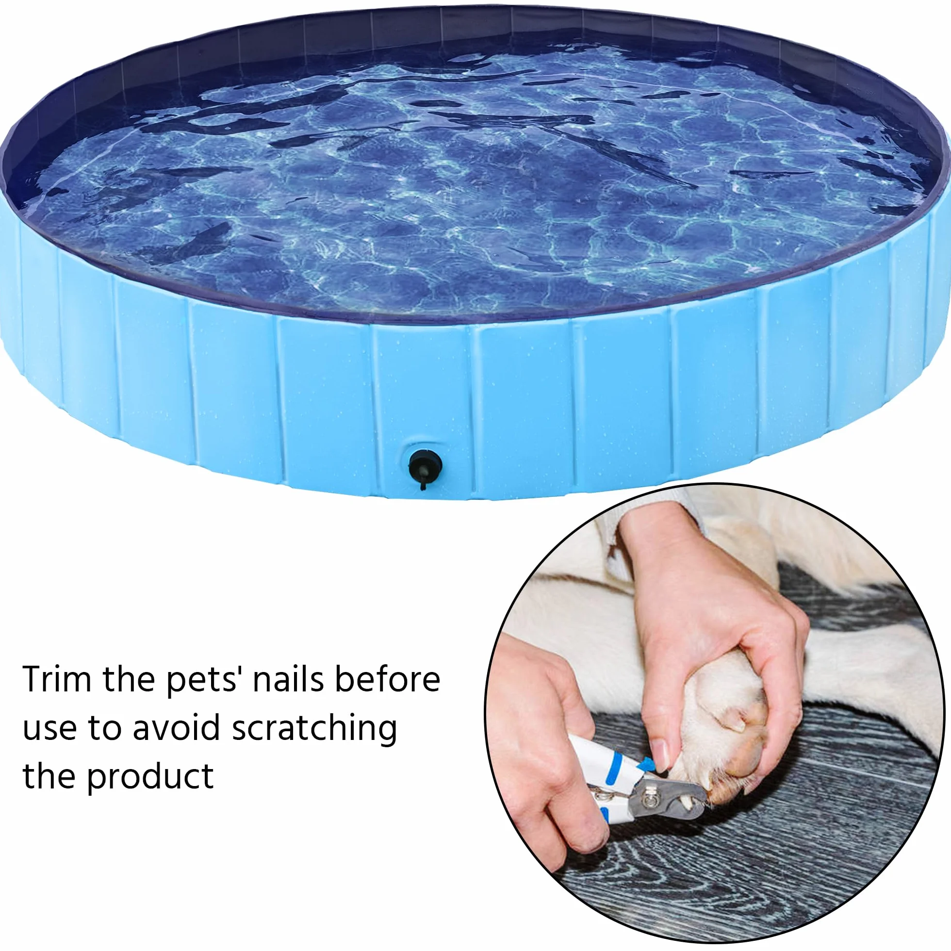 Yaheetech Piscina per Cani Gatti Pieghevole, Vasca da Bagno in PVC, Piscinetta per Animali Domestici, Rigida Portatile Antiscivolo all'Aperto Interno Giardino XXL 160 x 30 cm Blu