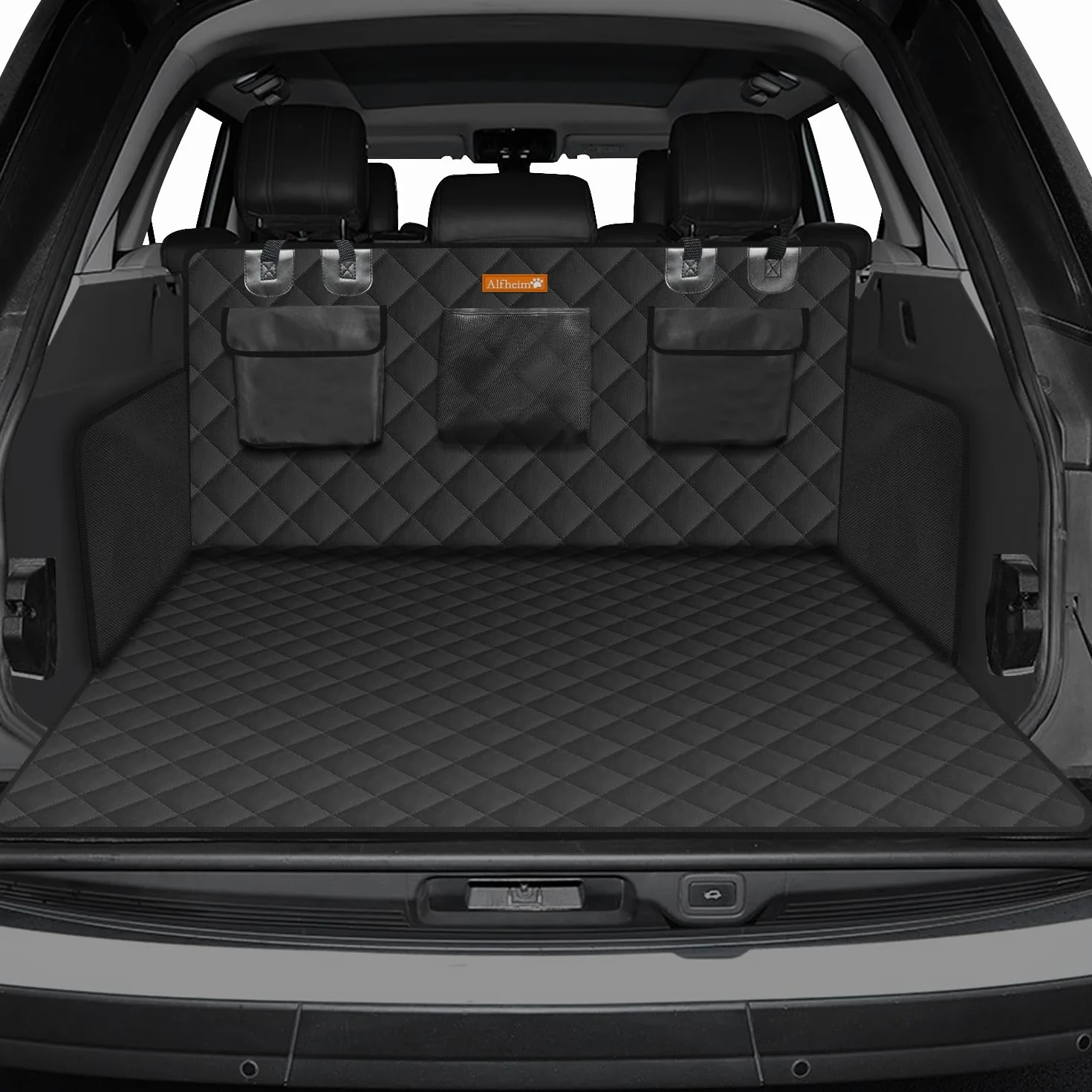 Alfheim Custodia per Baule Auto per Cani, Antistrappo e Impermeabile, Copertura del Sedile Posteriore per Cane Lavabile Antiscivolo con Protezione Laterale Universale per Auto, Camion, SUV